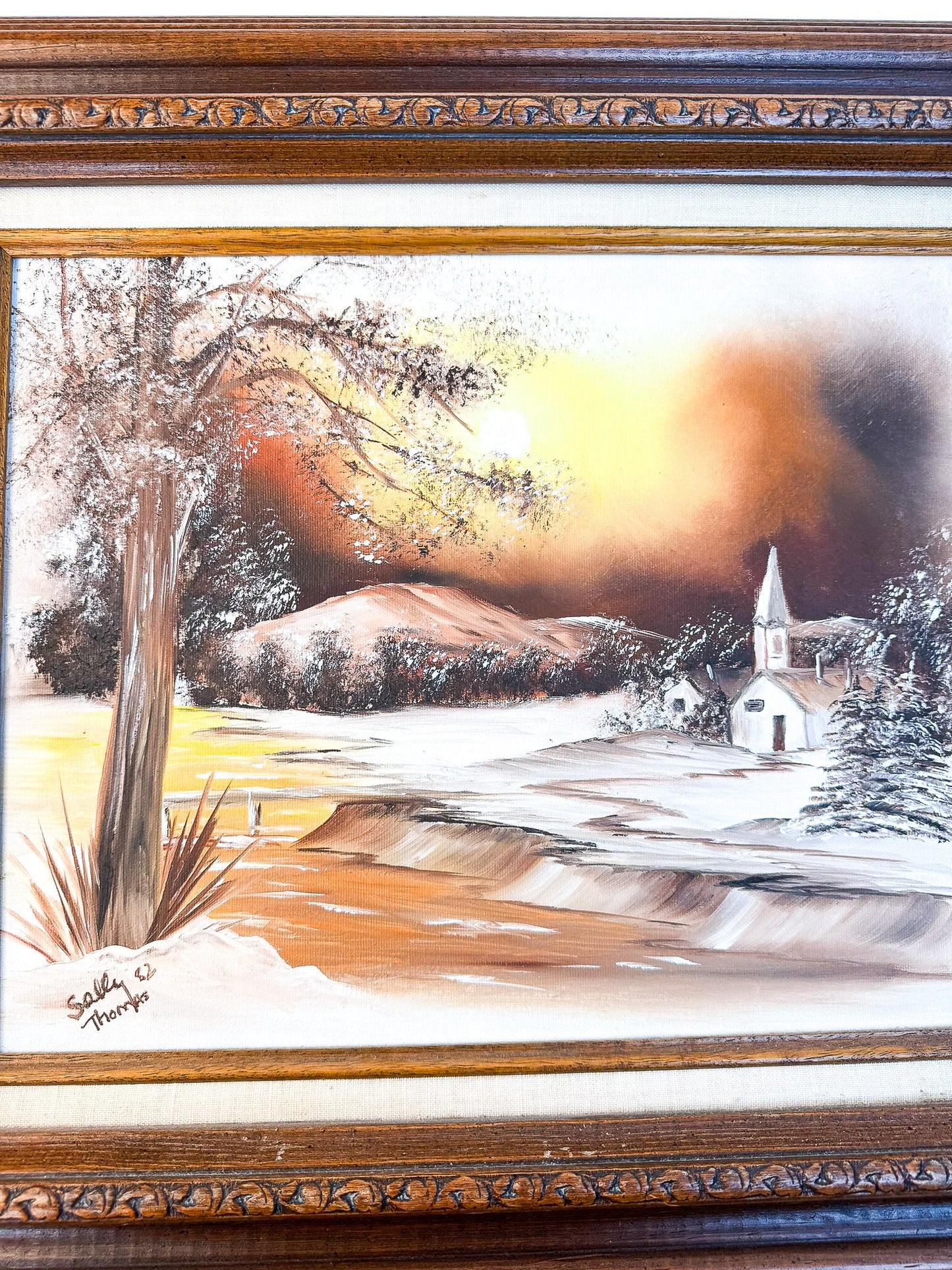 Original Painting Snowy River with Church