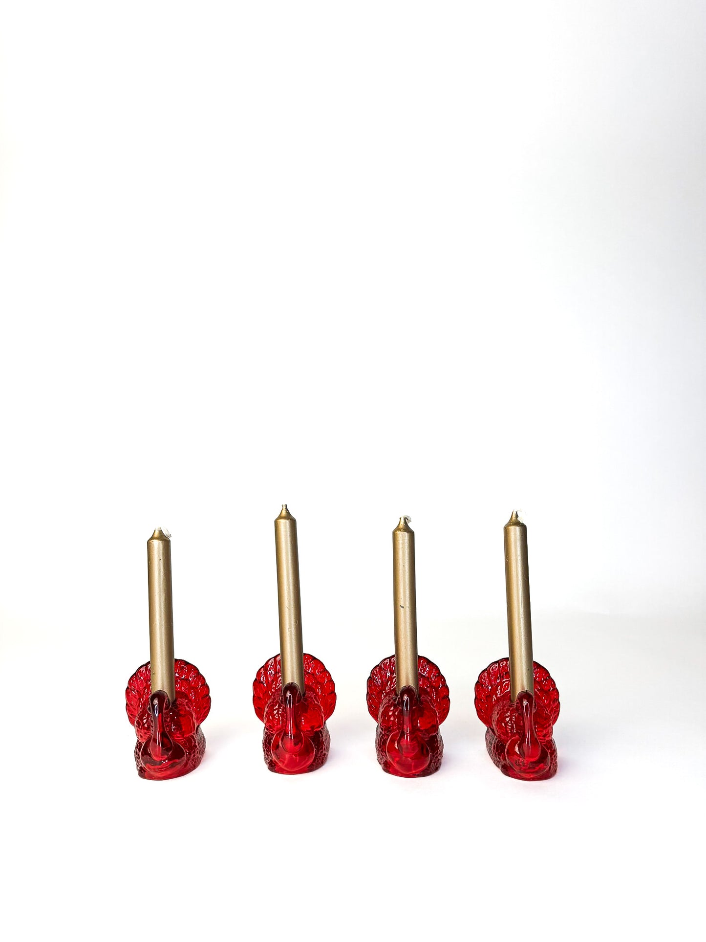 Turkey Candleholders - Red Glass