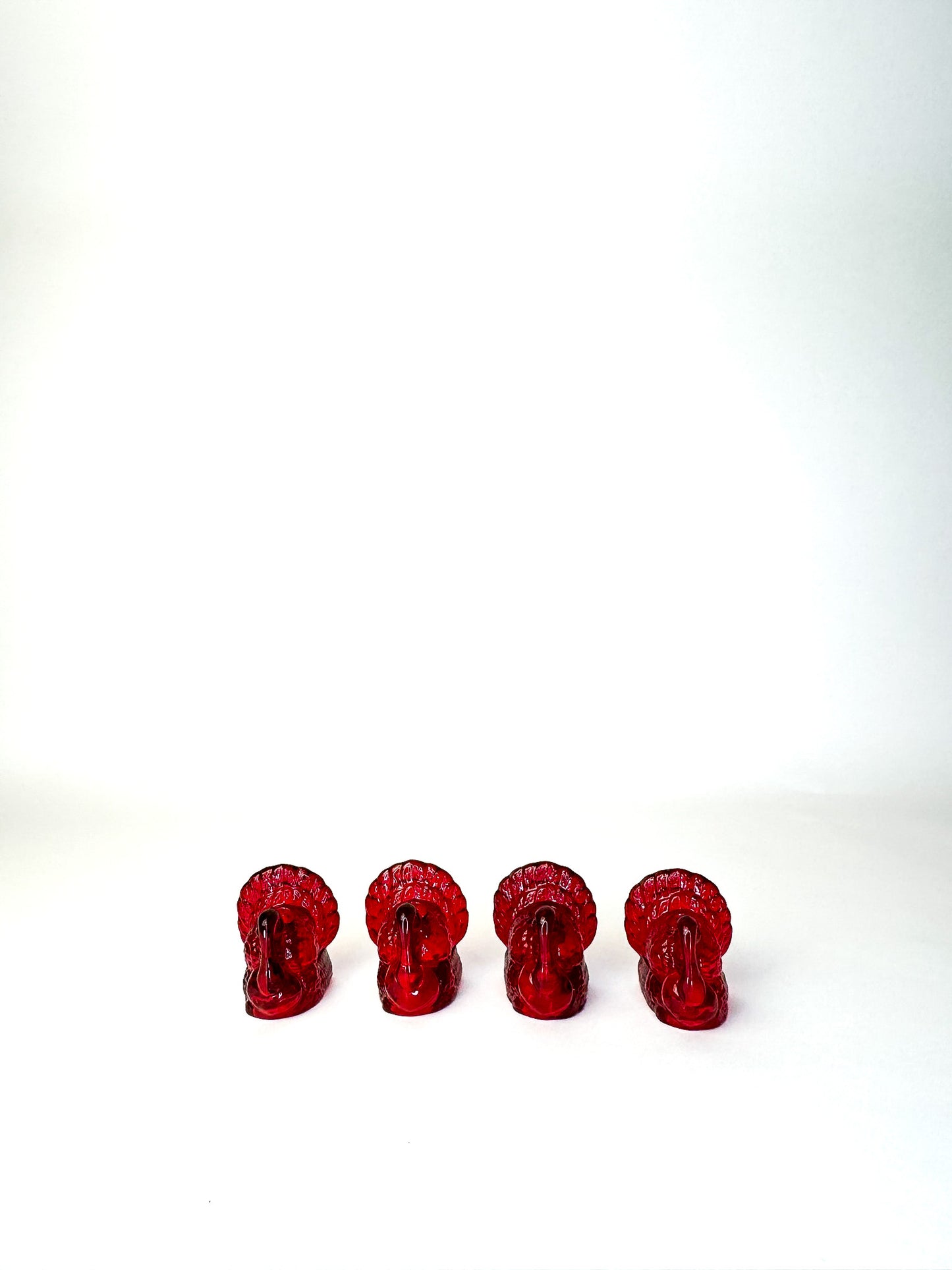 Turkey Candleholders - Red Glass