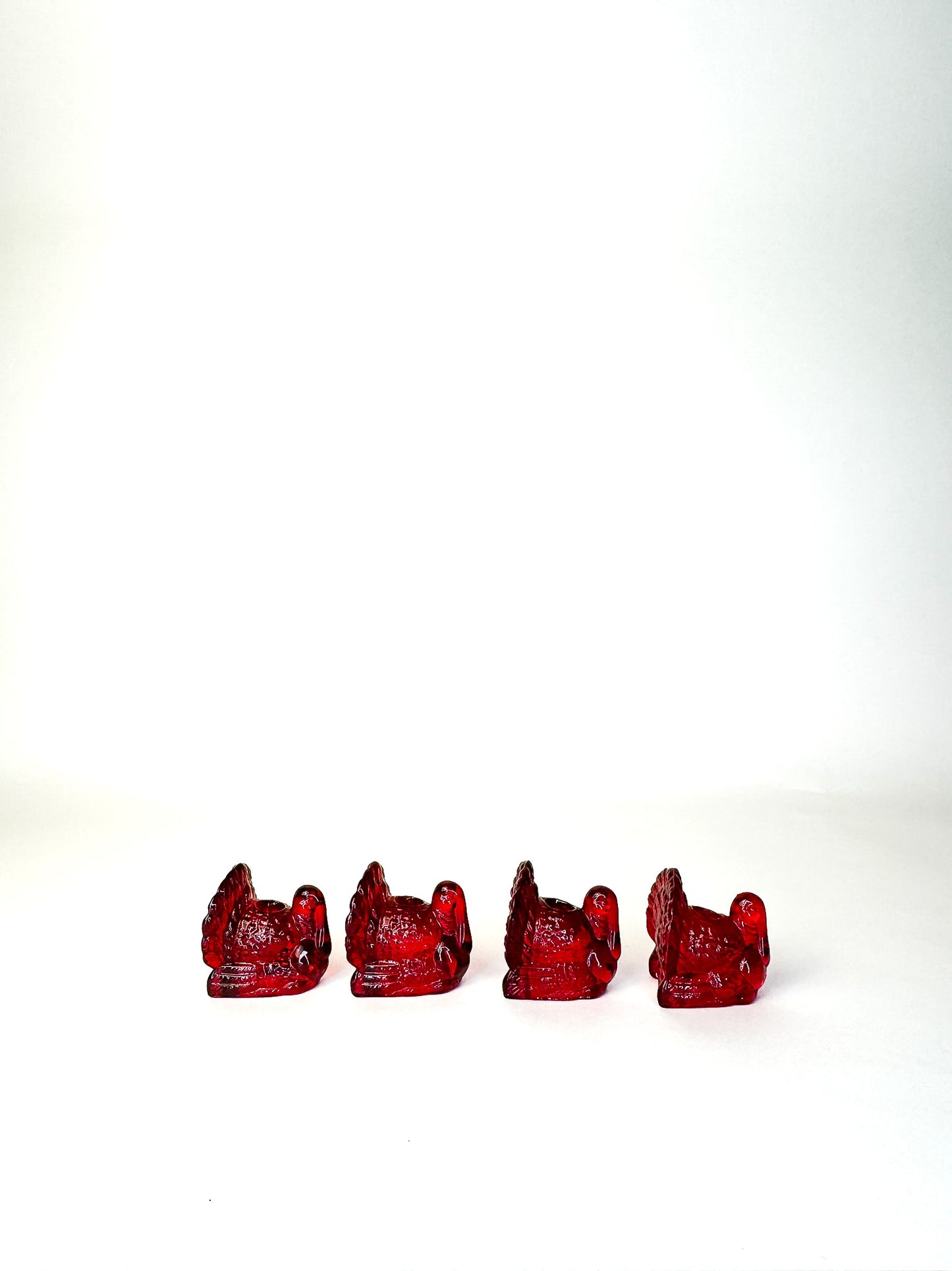 Turkey Candleholders - Red Glass