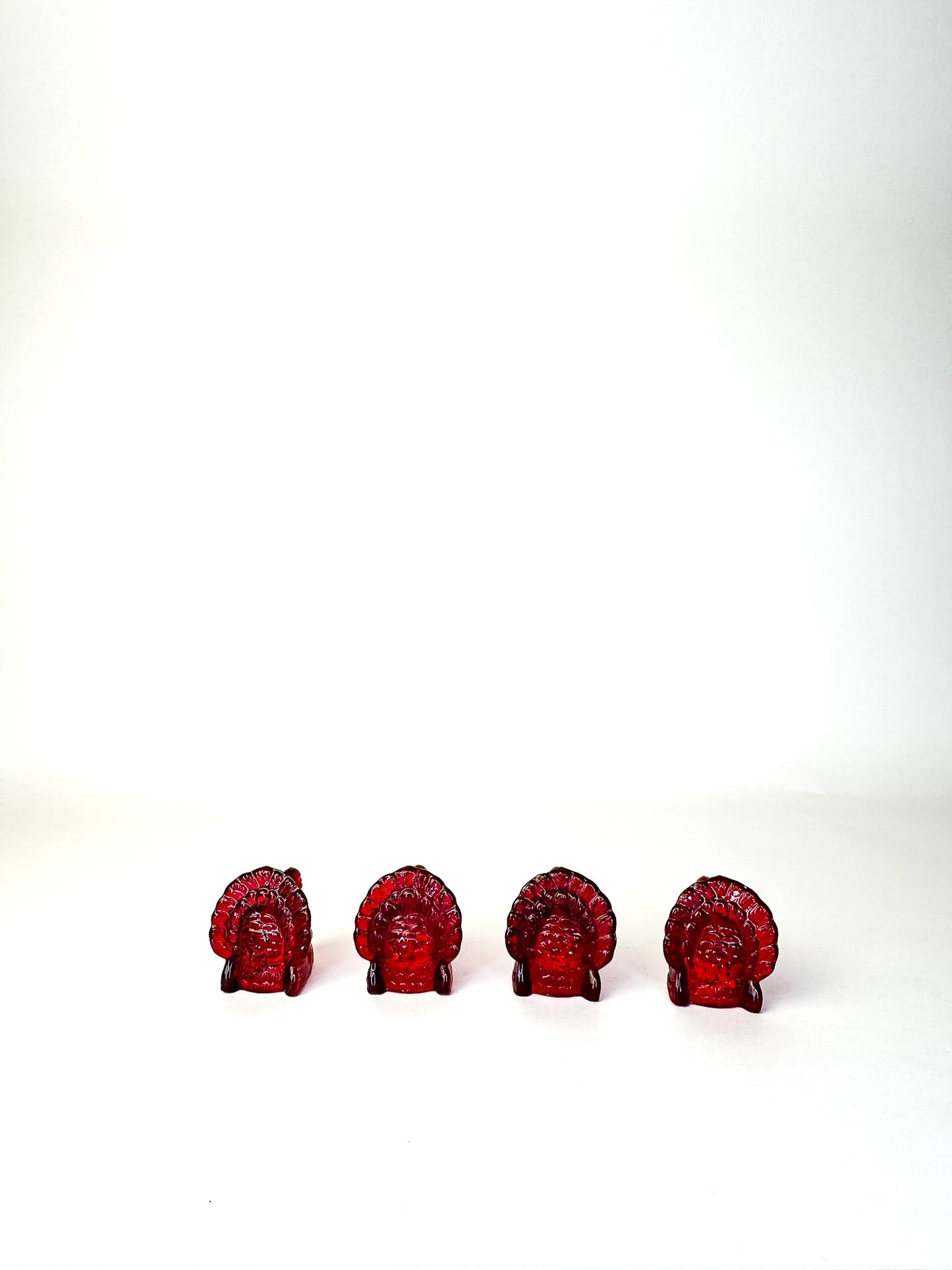 Turkey Candleholders - Red Glass