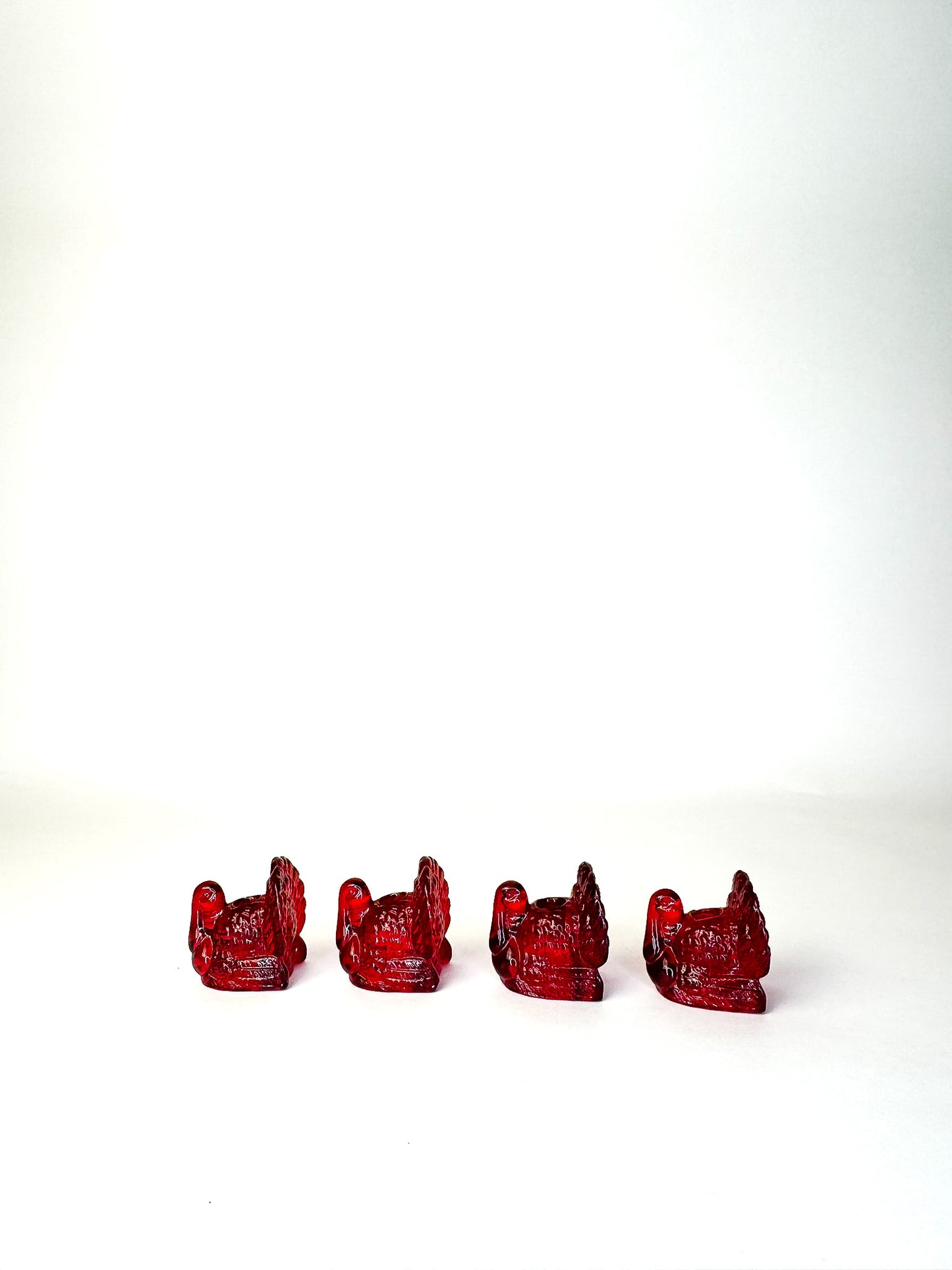 Turkey Candleholders - Red Glass