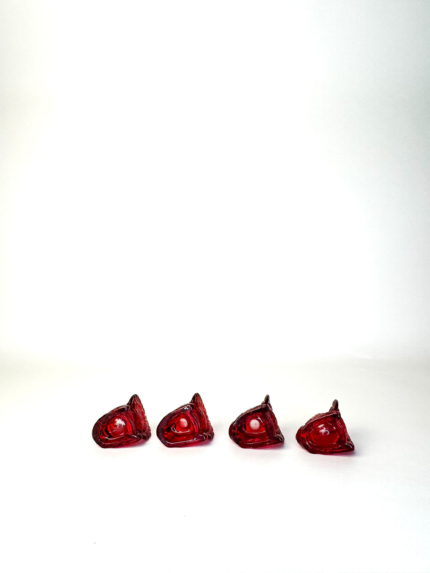 Turkey Candleholders - Red Glass