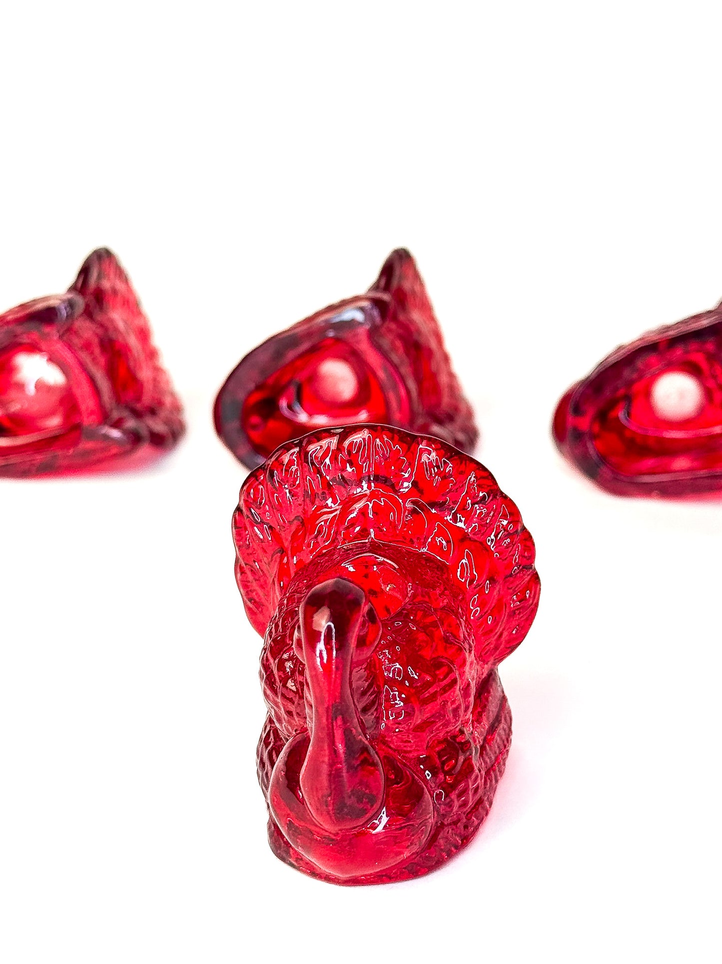Turkey Candleholders - Red Glass