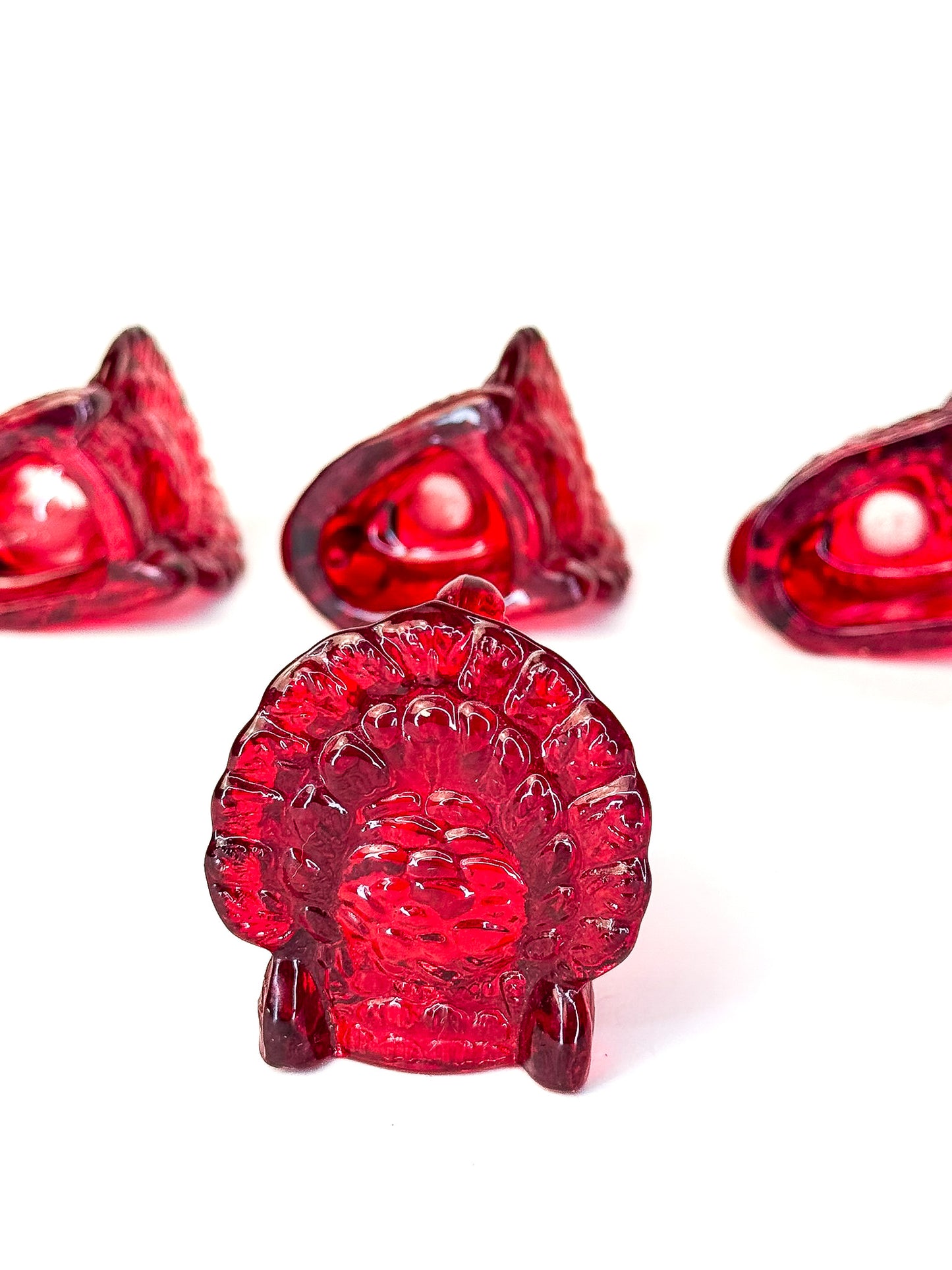 Turkey Candleholders - Red Glass