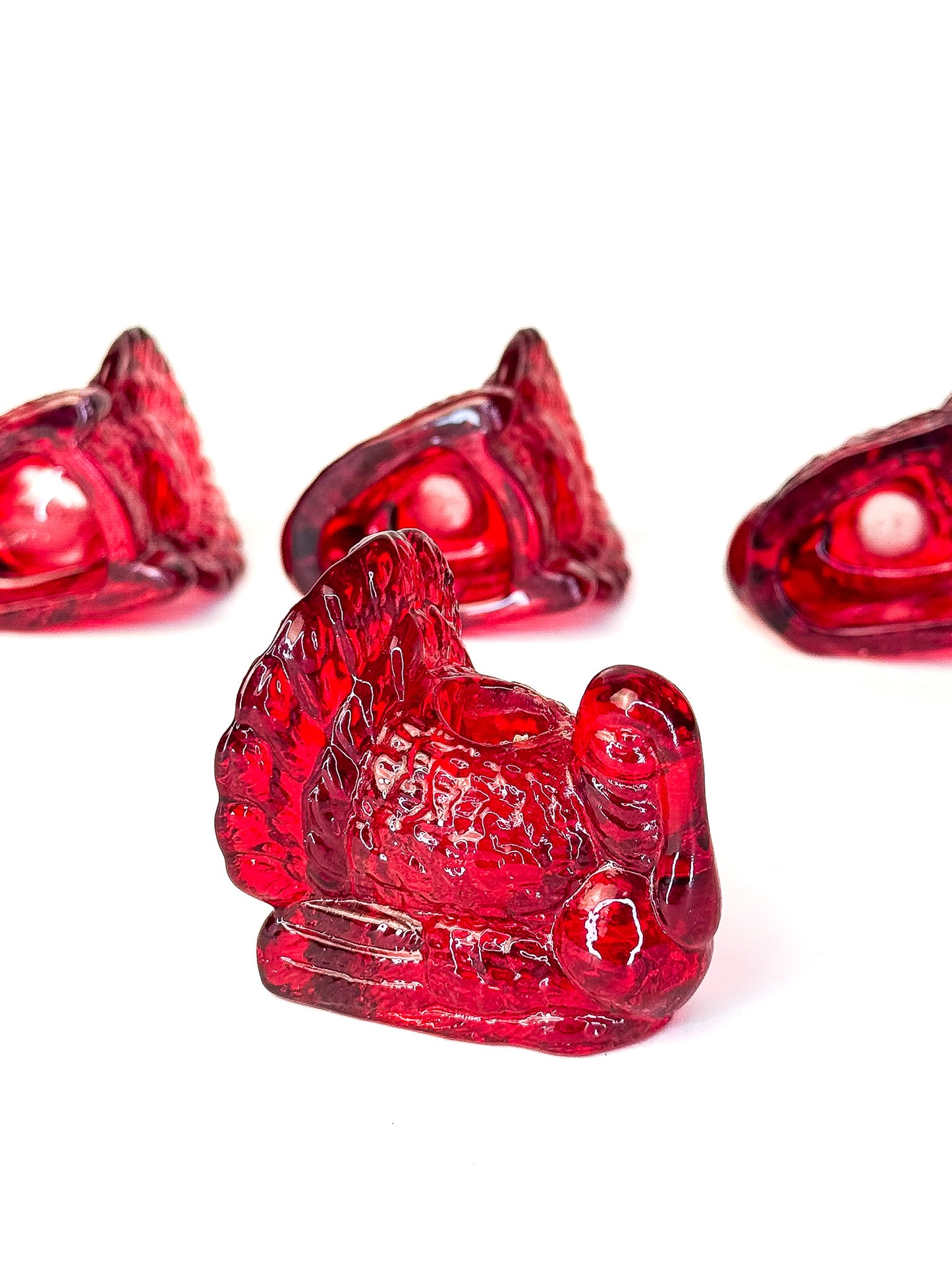 Turkey Candleholders - Red Glass