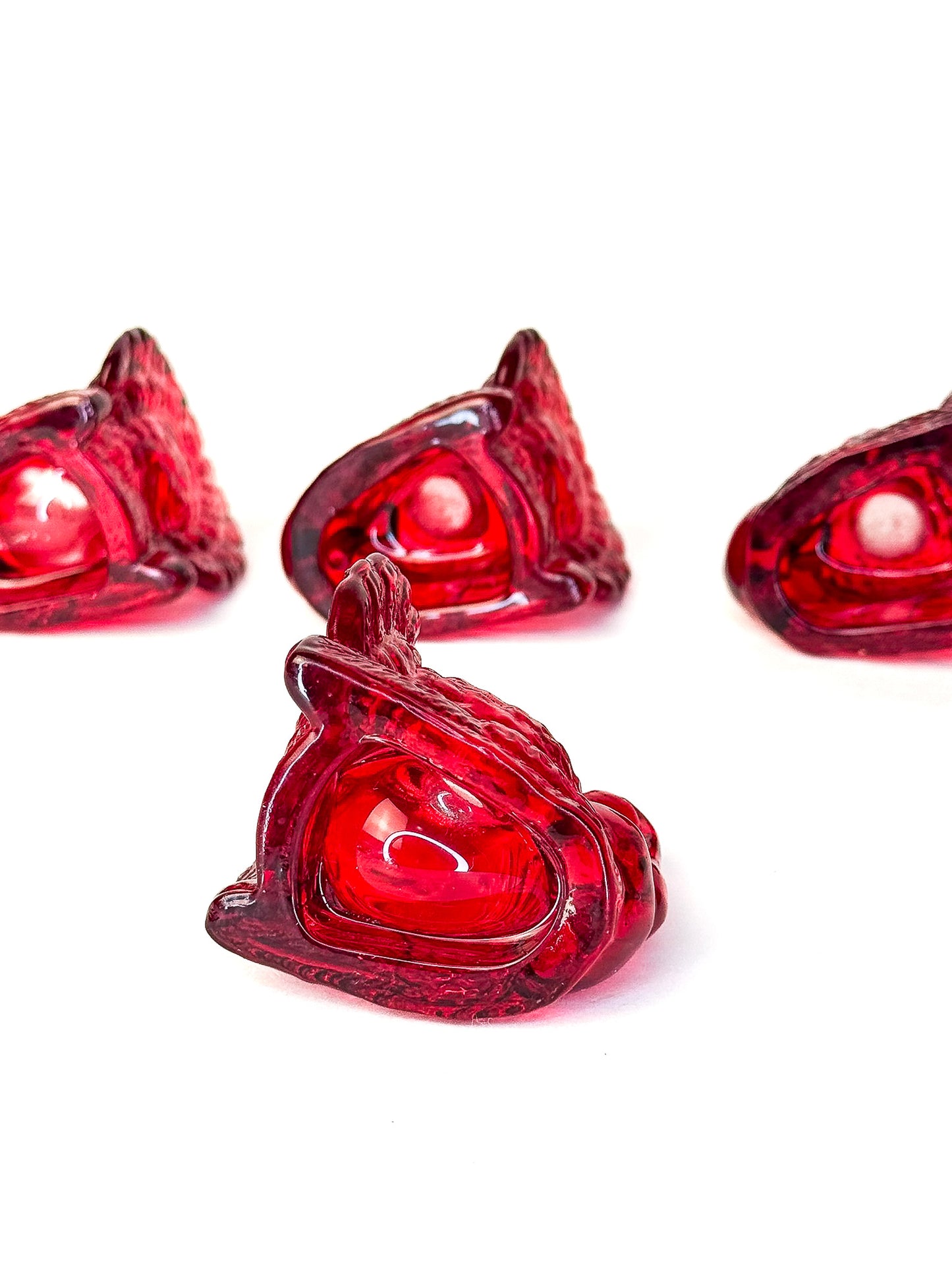 Turkey Candleholders - Red Glass