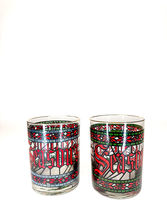 Pair of Houze "Seasons Greetings" Drinking Glasses