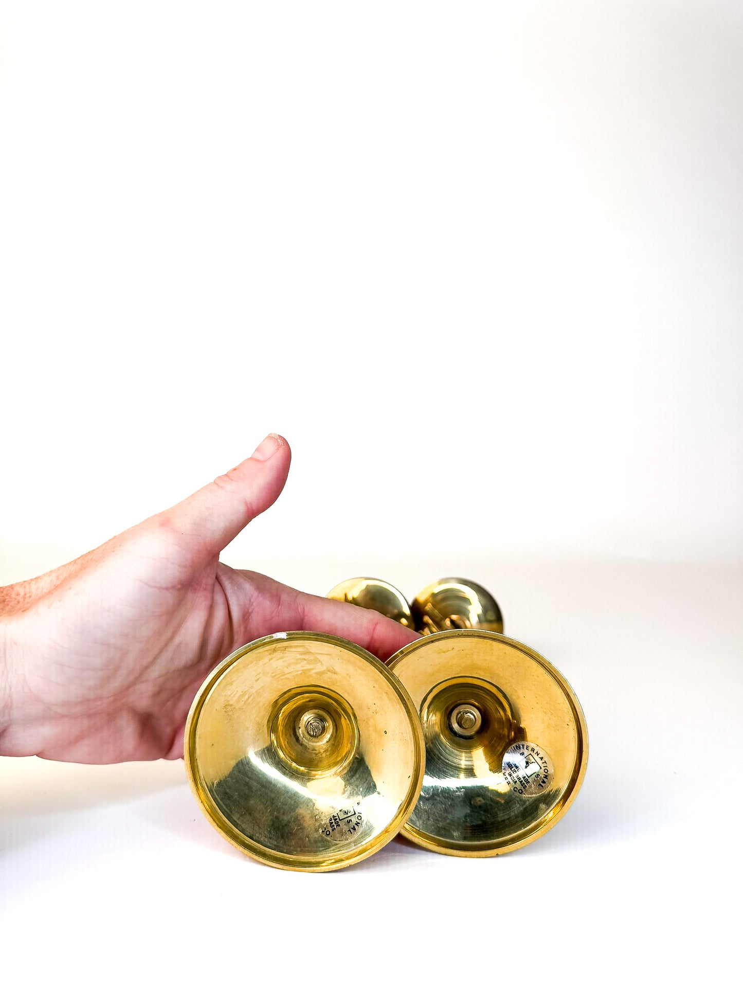 Joy brass candlesticks pair