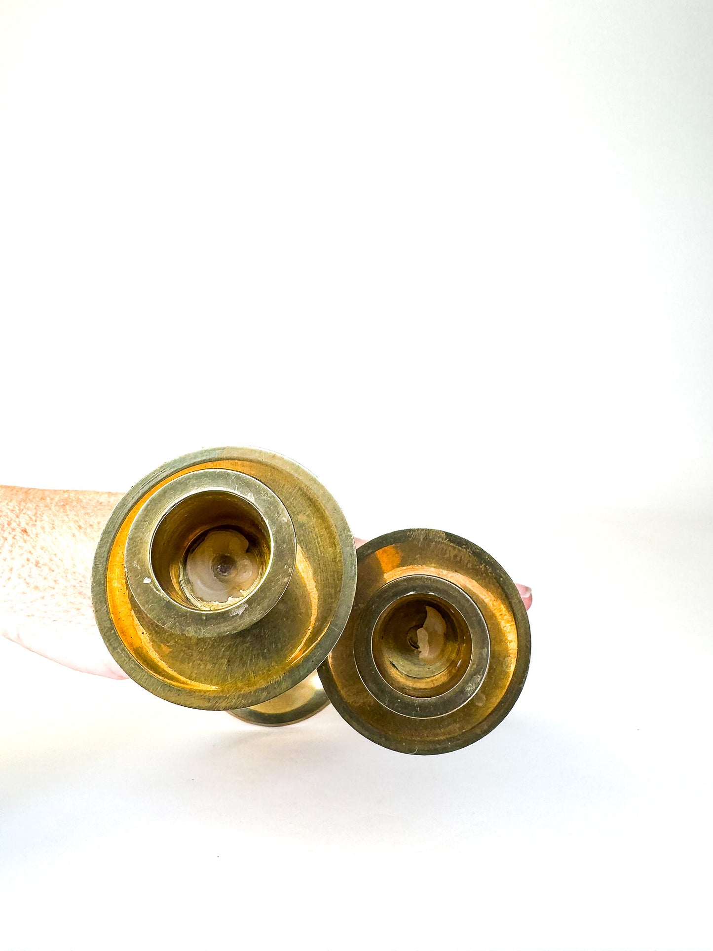 Joy brass candlesticks pair