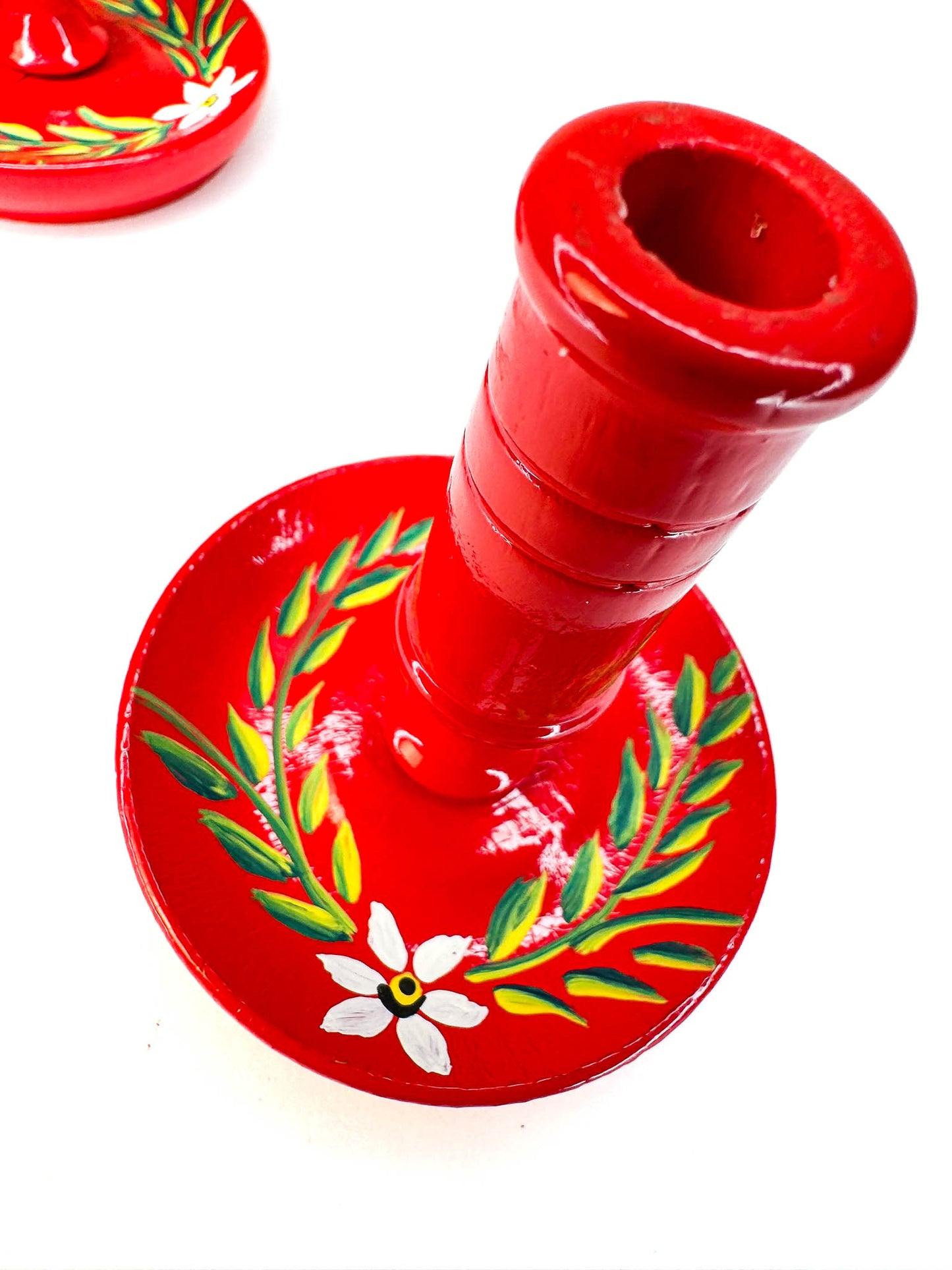 Pair of Hand Painted Swedish Candle Holders