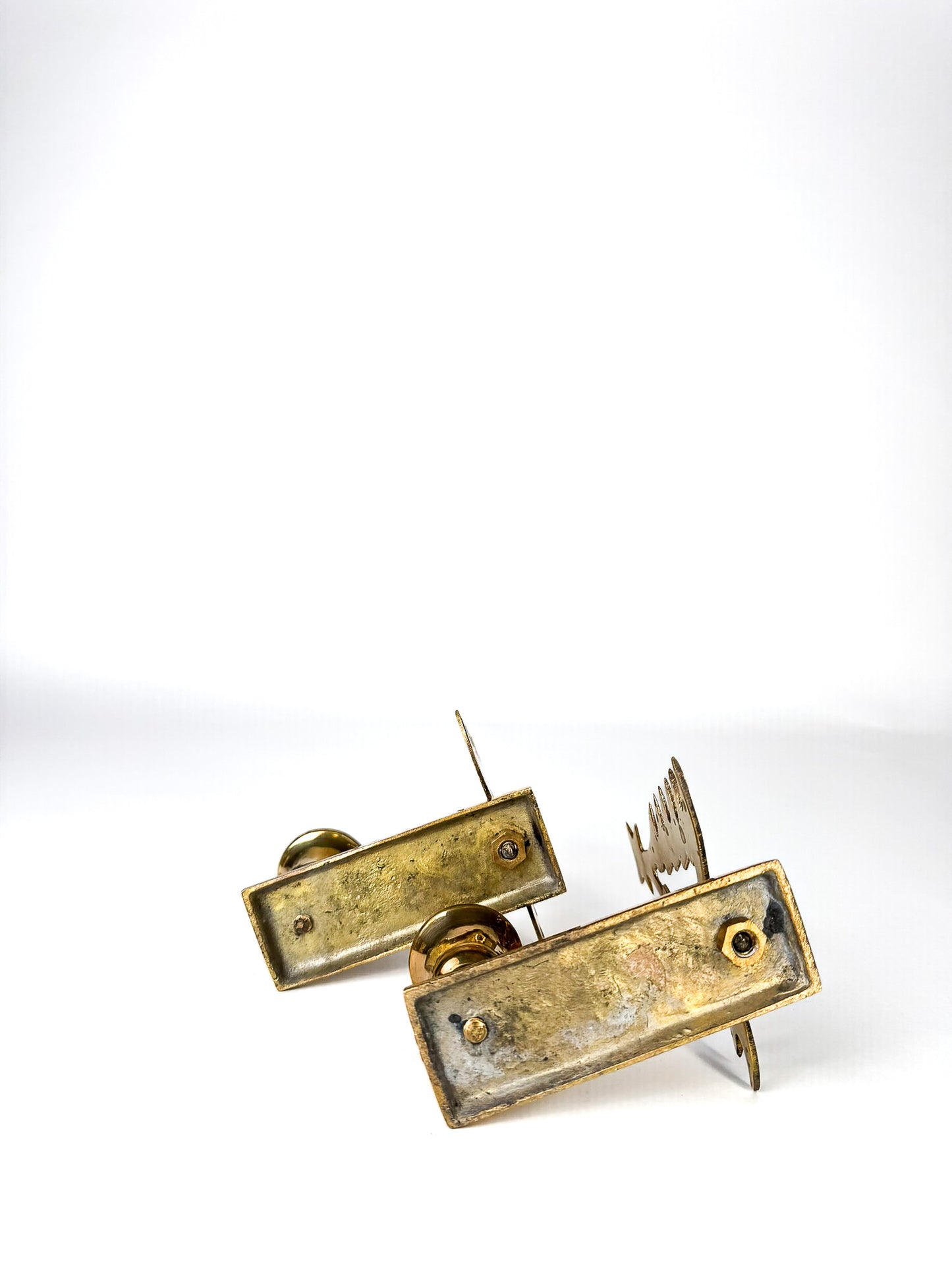 Brass Pair of Christmas Tree Taper Candle Holders