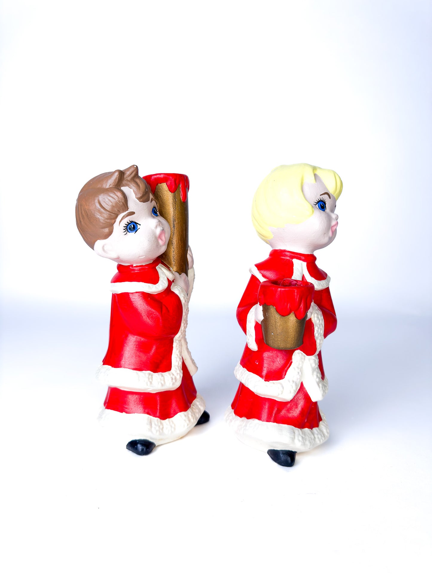 Ceramic Holiday Boy Girl Candle Holders