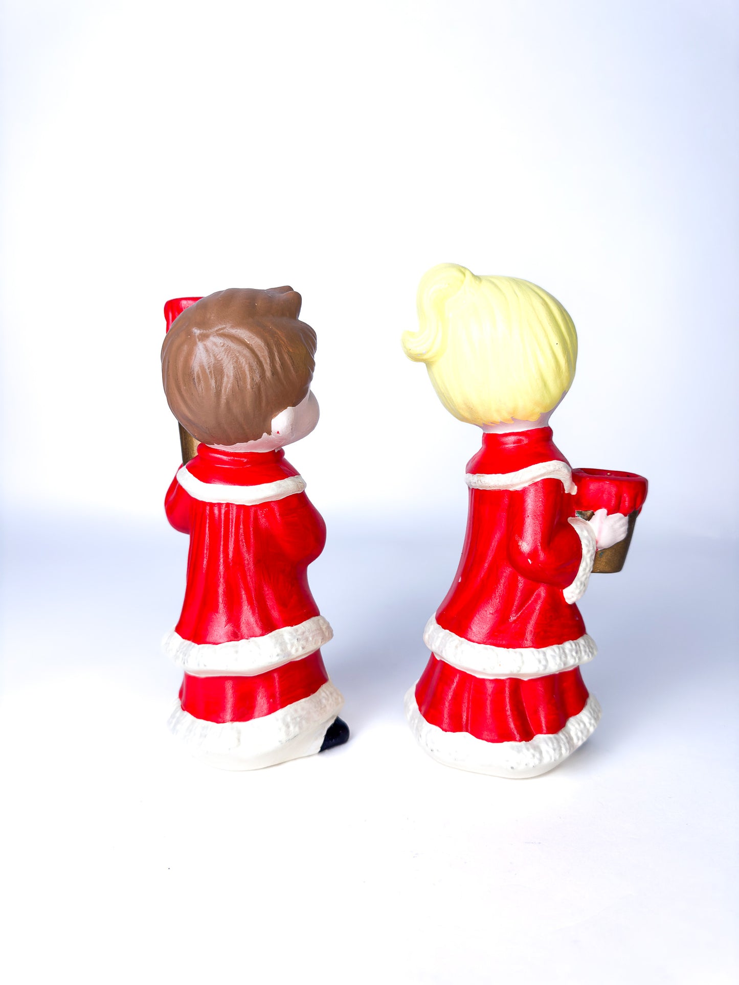 Ceramic Holiday Boy Girl Candle Holders