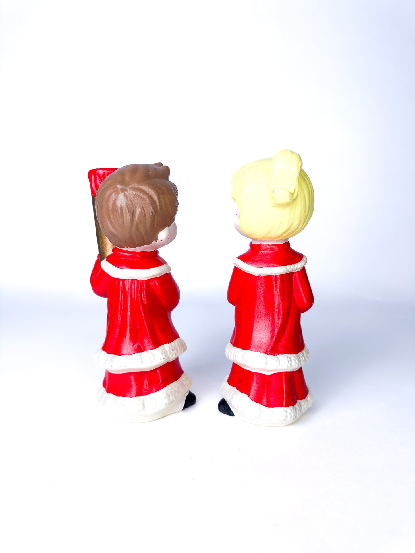 Ceramic Holiday Boy Girl Candle Holders