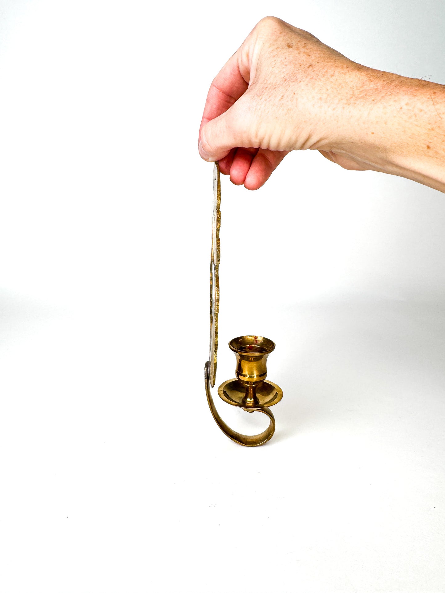 Brass Wreath Wall Hanging Taper Candle Holder