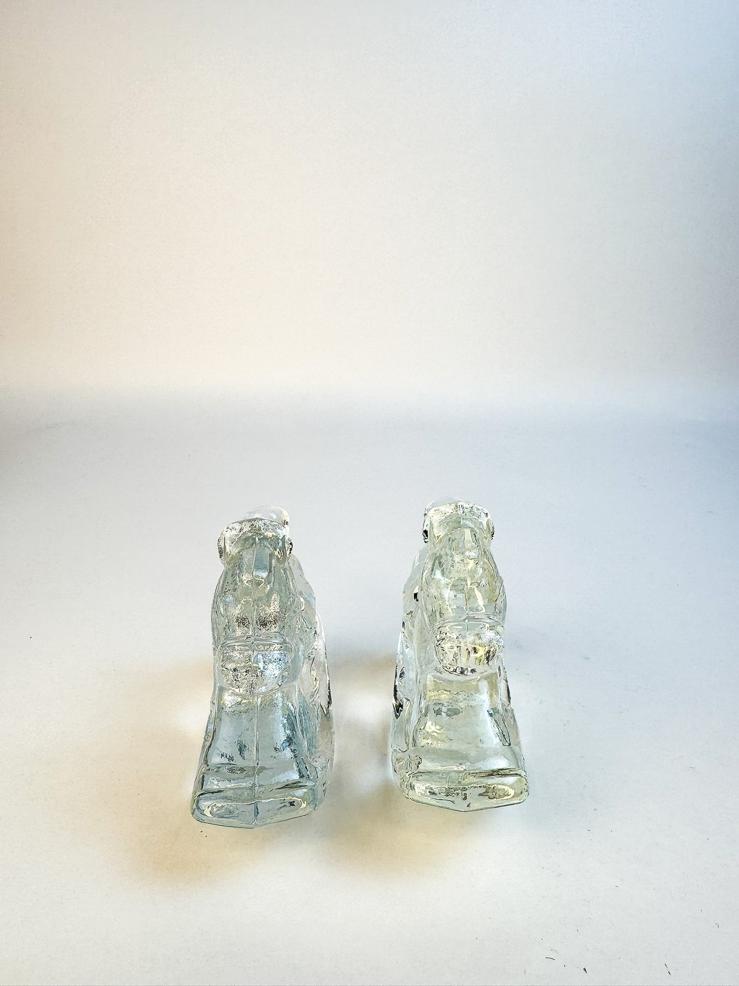 2 Glass Rocking Horse Candle holders