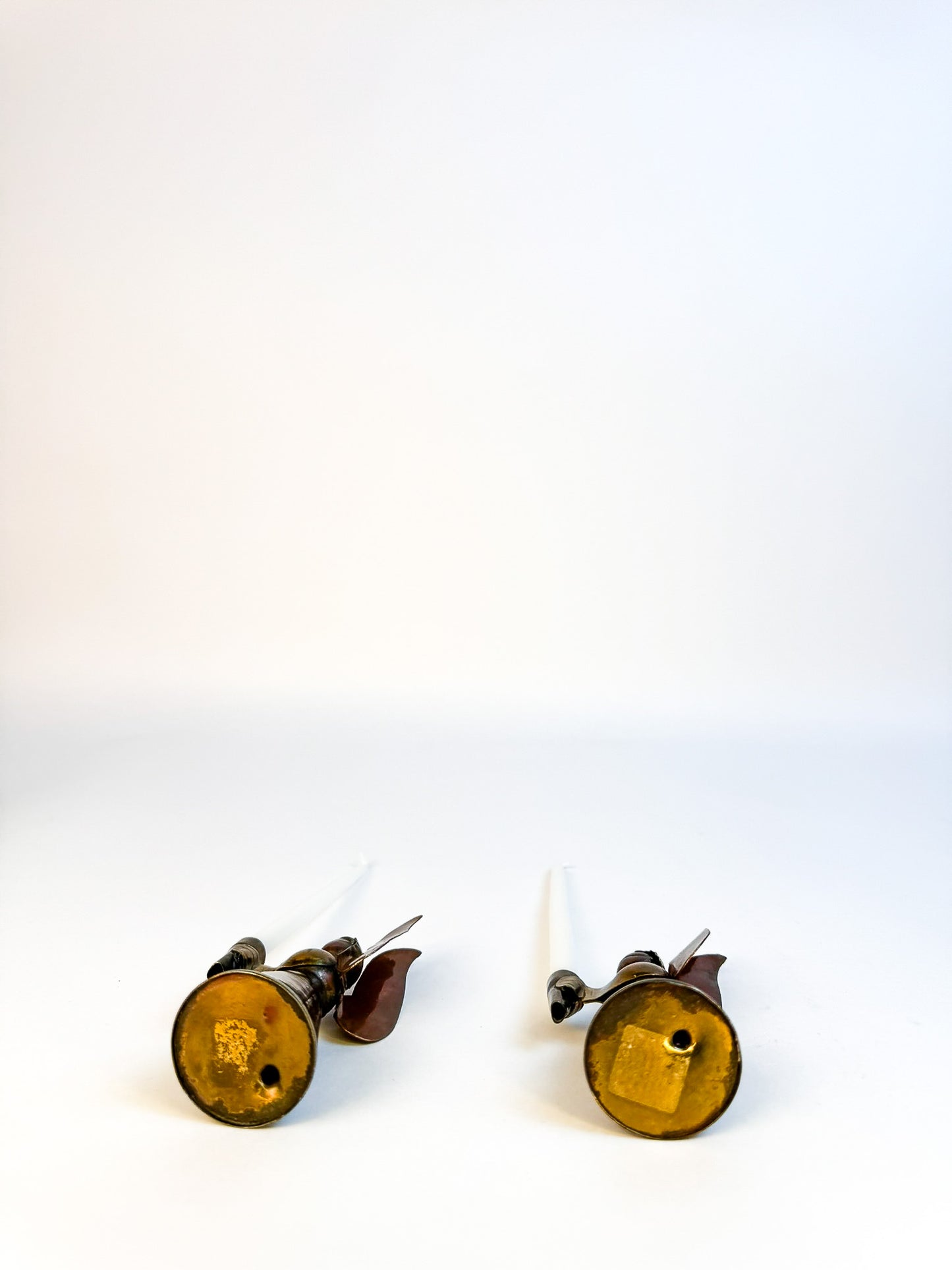 2 Brass and Copper Angel Candle Holders