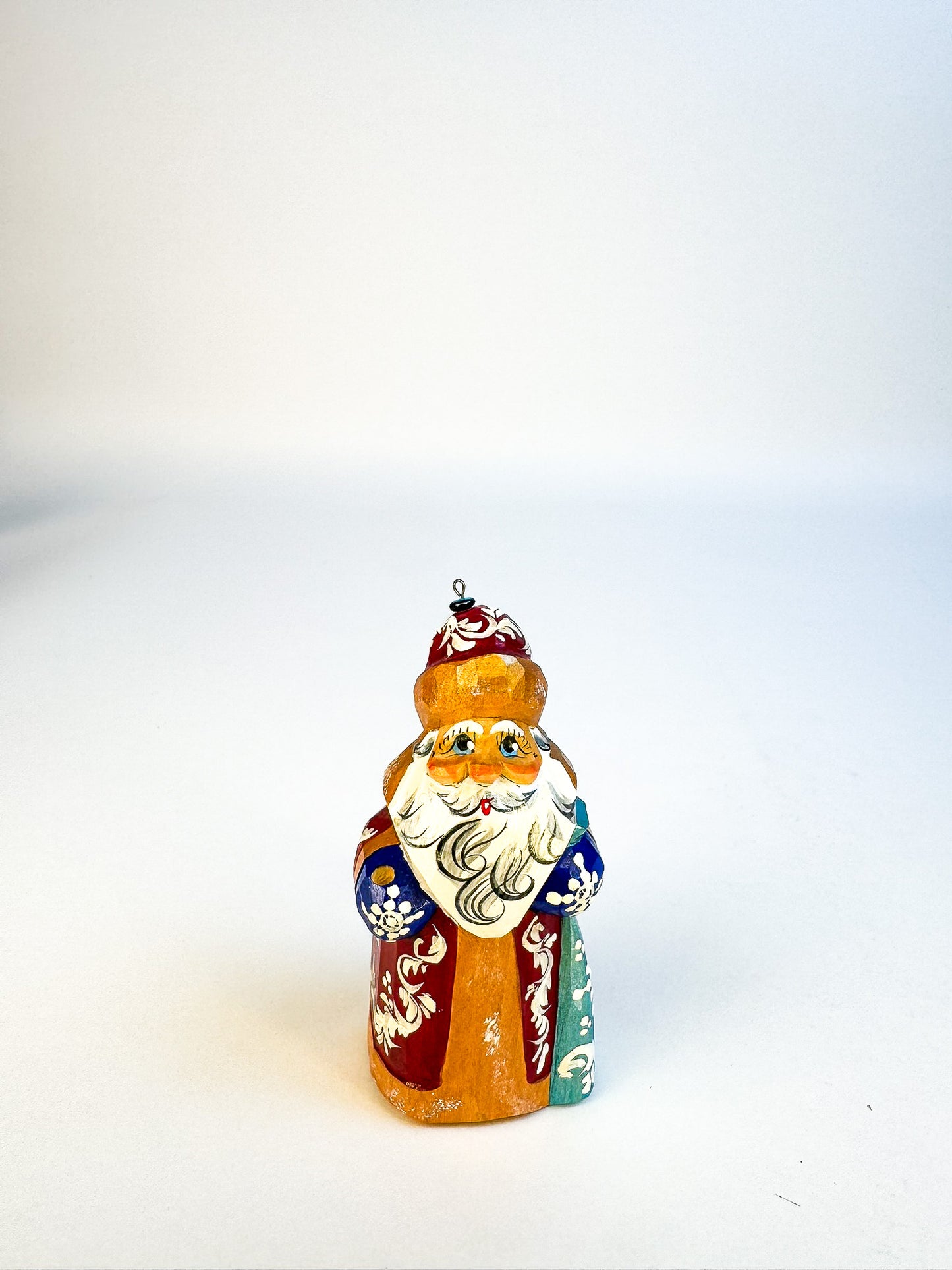 Carved Wooden Santa Folk Art Signed