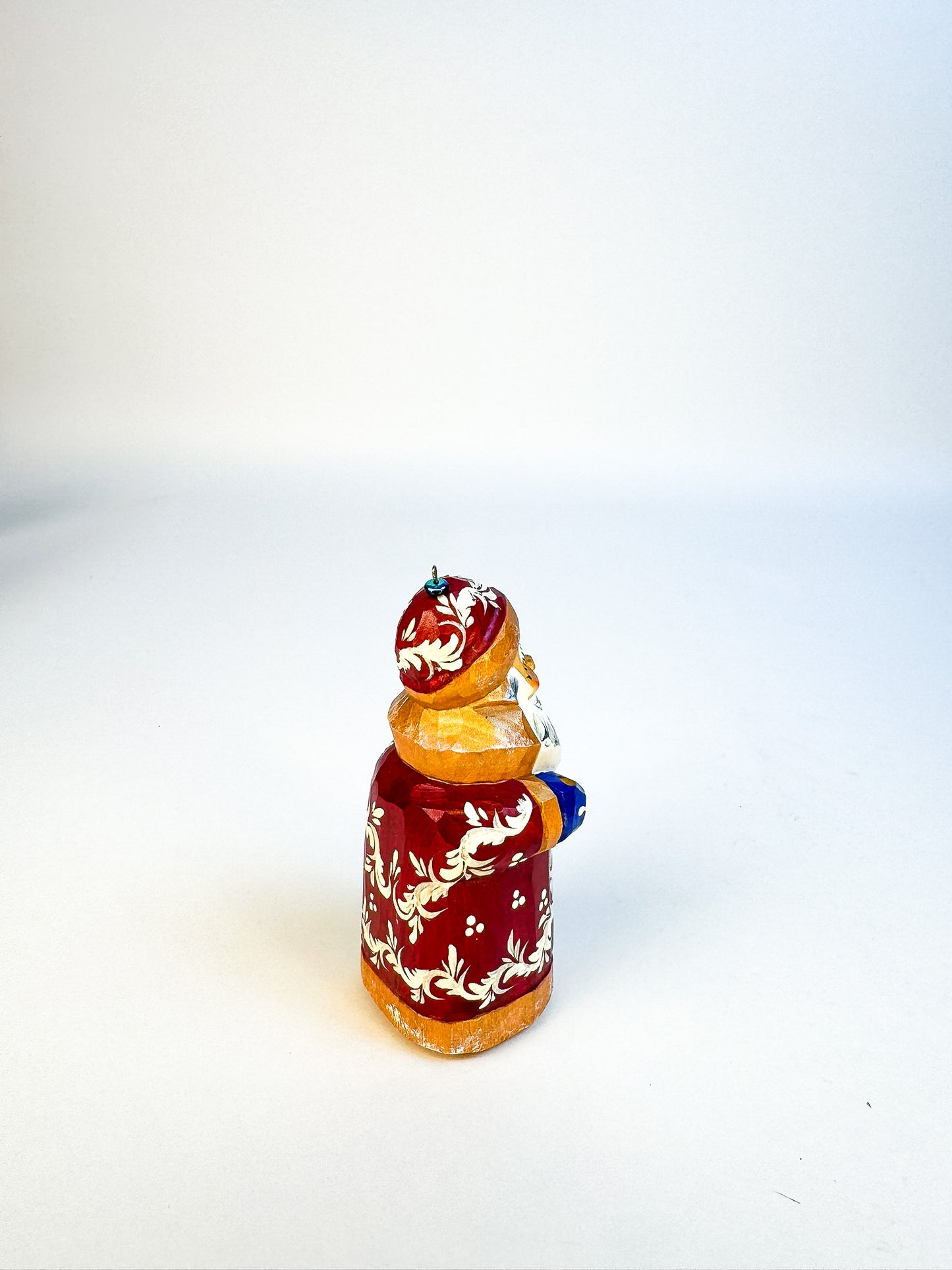 Carved Wooden Santa Folk Art Signed