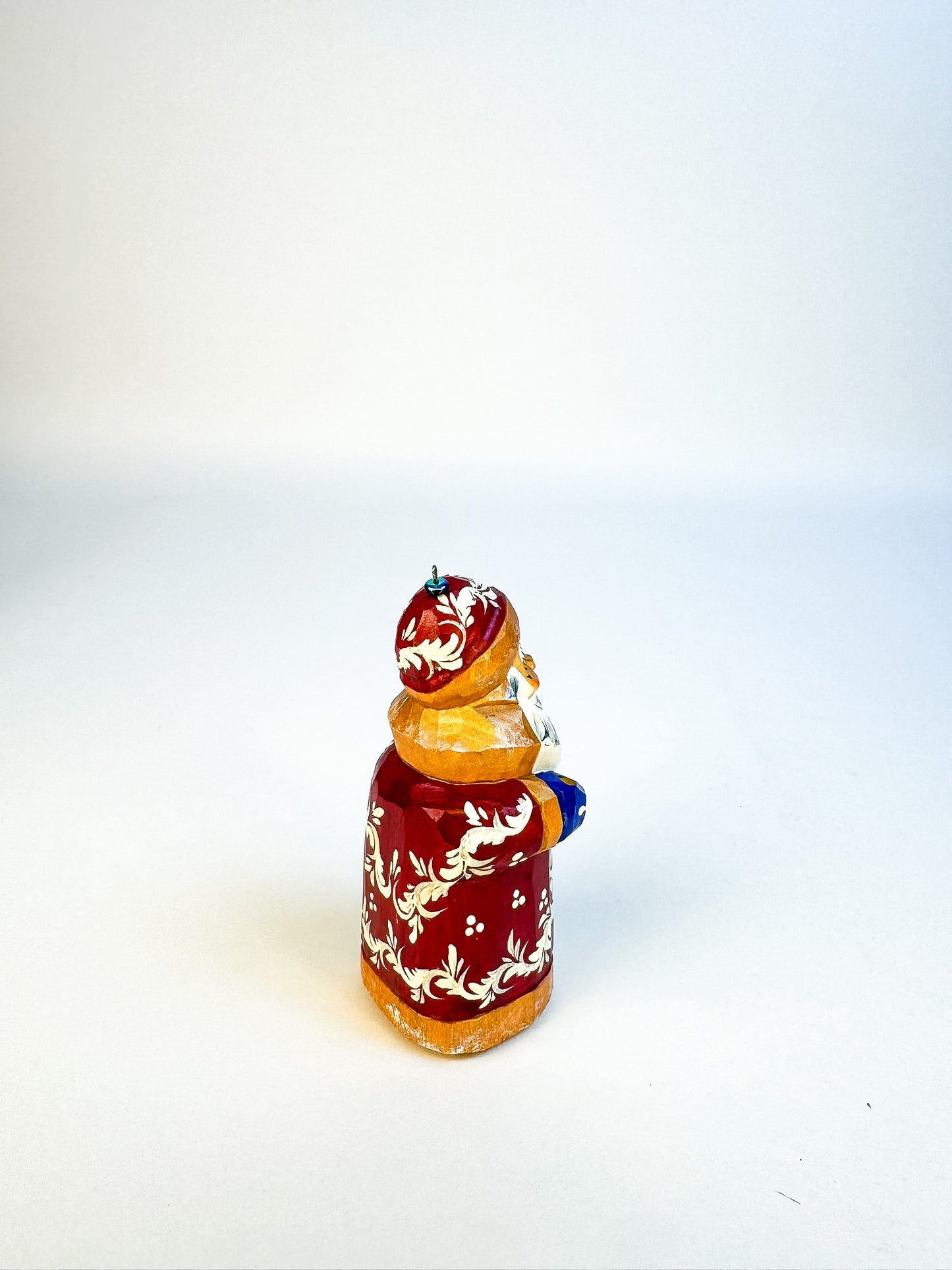 Carved Wooden Santa Folk Art Signed