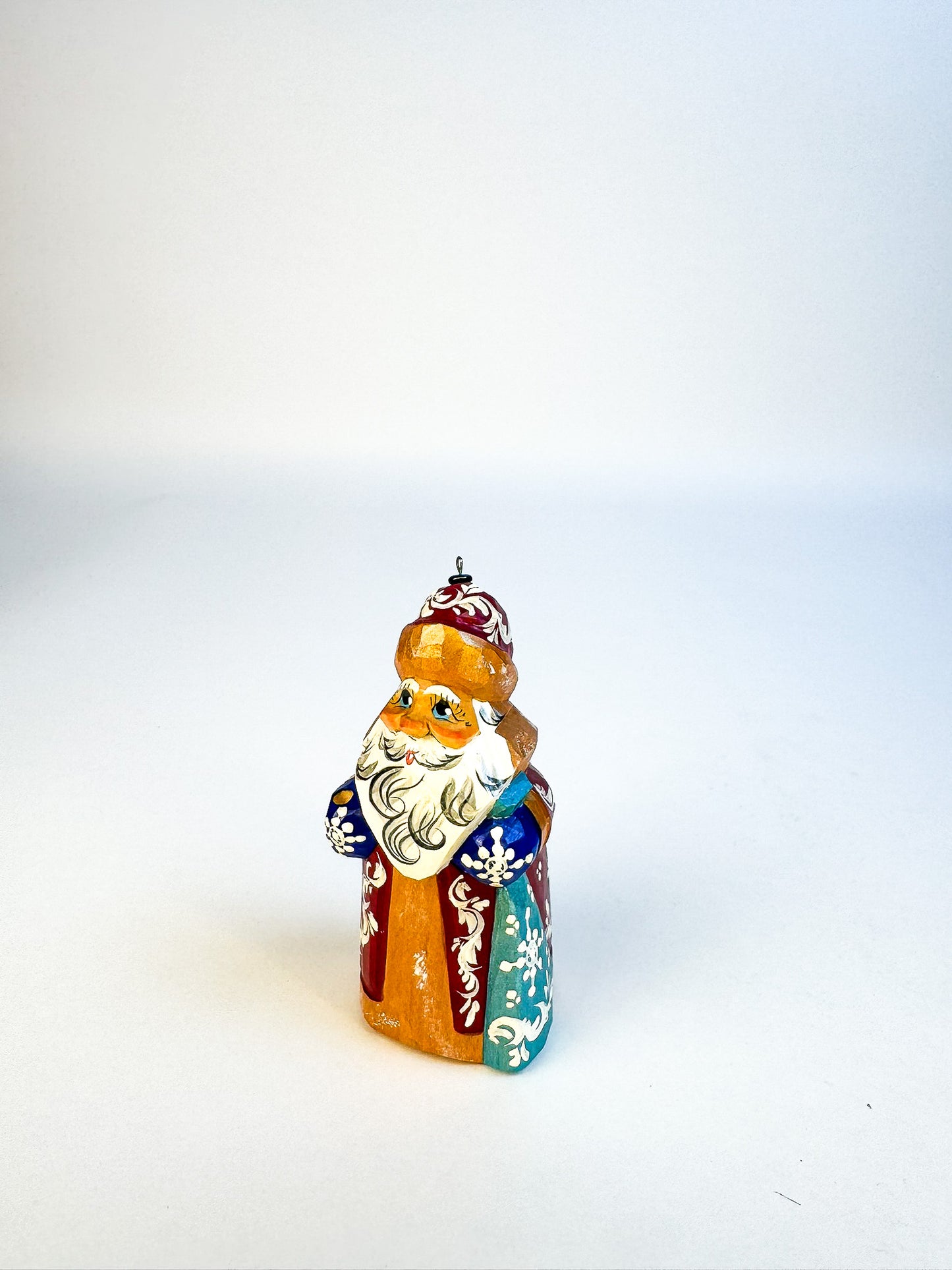 Carved Wooden Santa Folk Art Signed