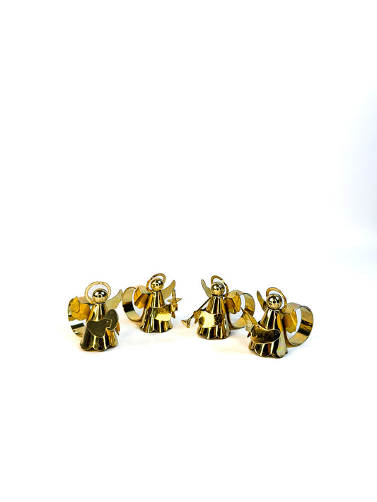 4 Brass Angel Napkin Rings Playing Instruments