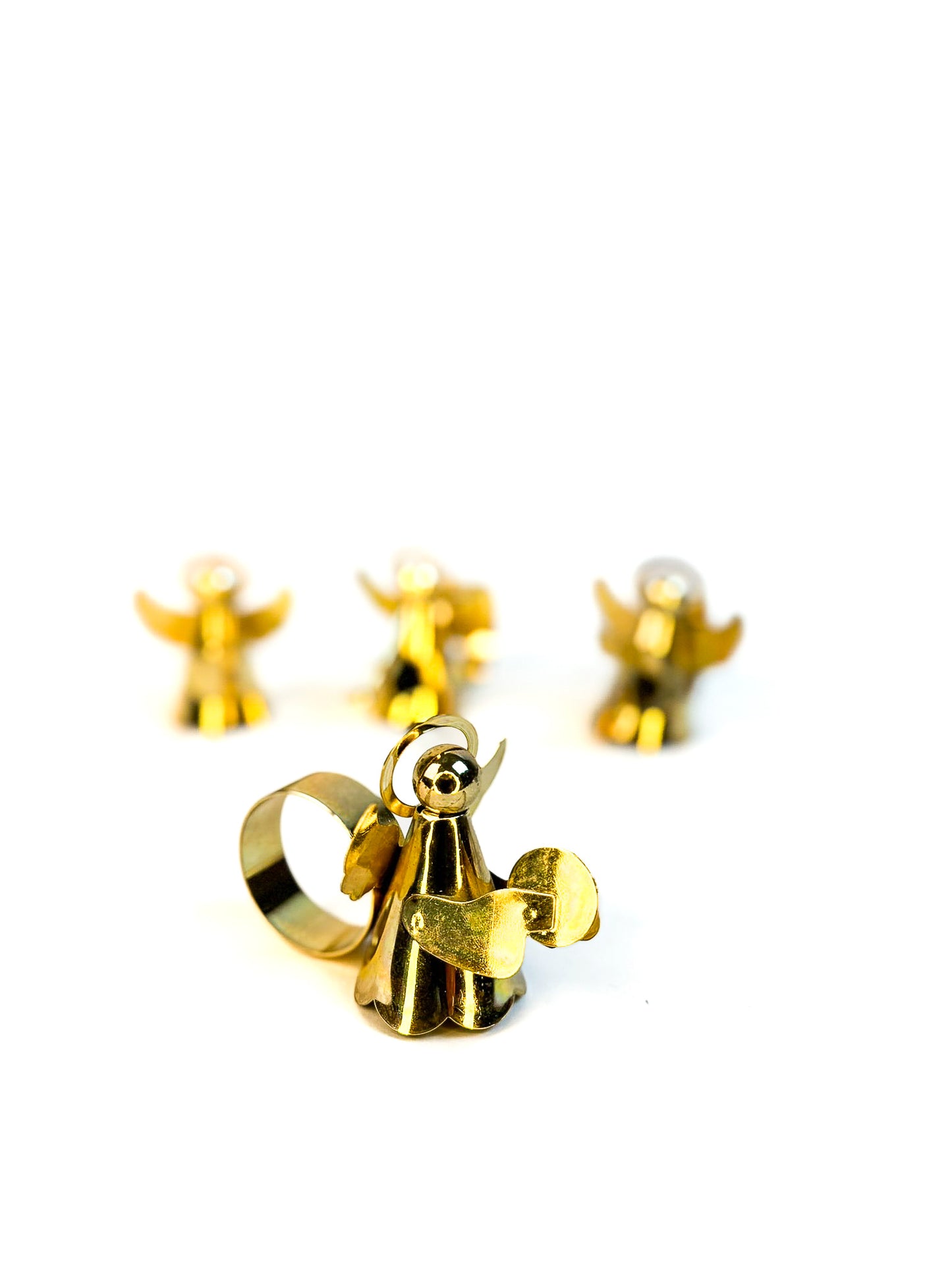 4 Brass Angel Napkin Rings Playing Instruments