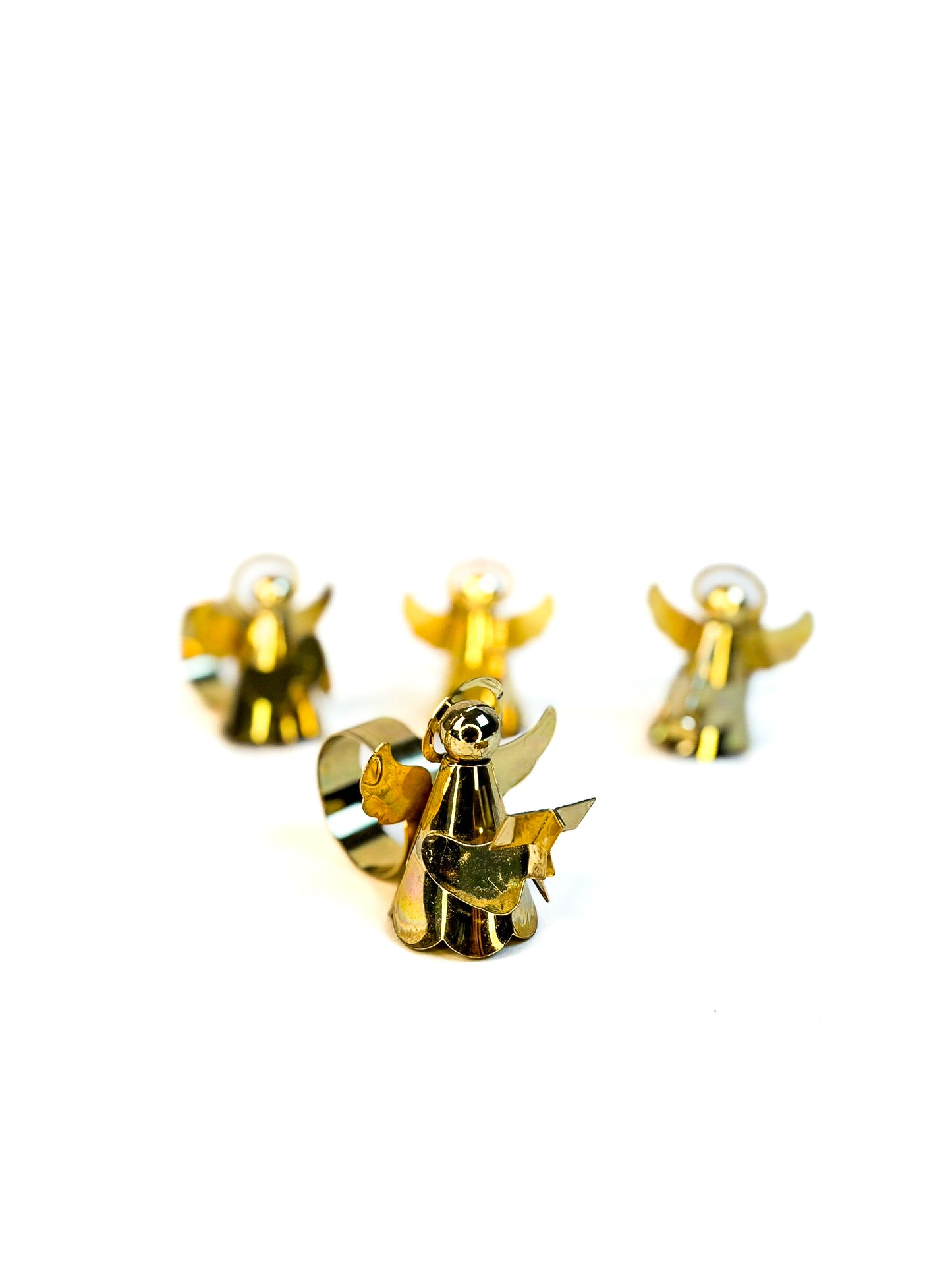 4 Brass Angel Napkin Rings Playing Instruments