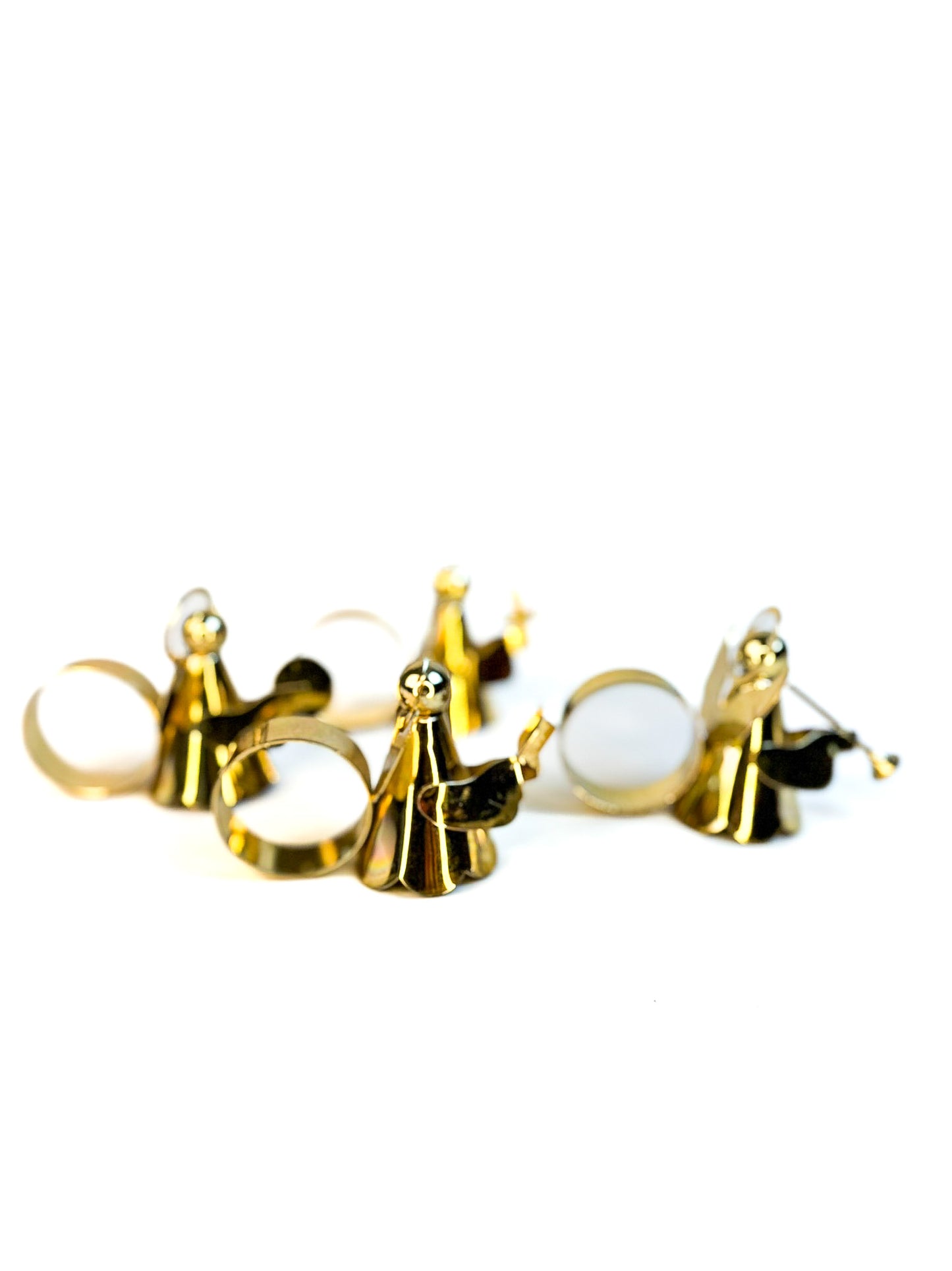 4 Brass Angel Napkin Rings Playing Instruments