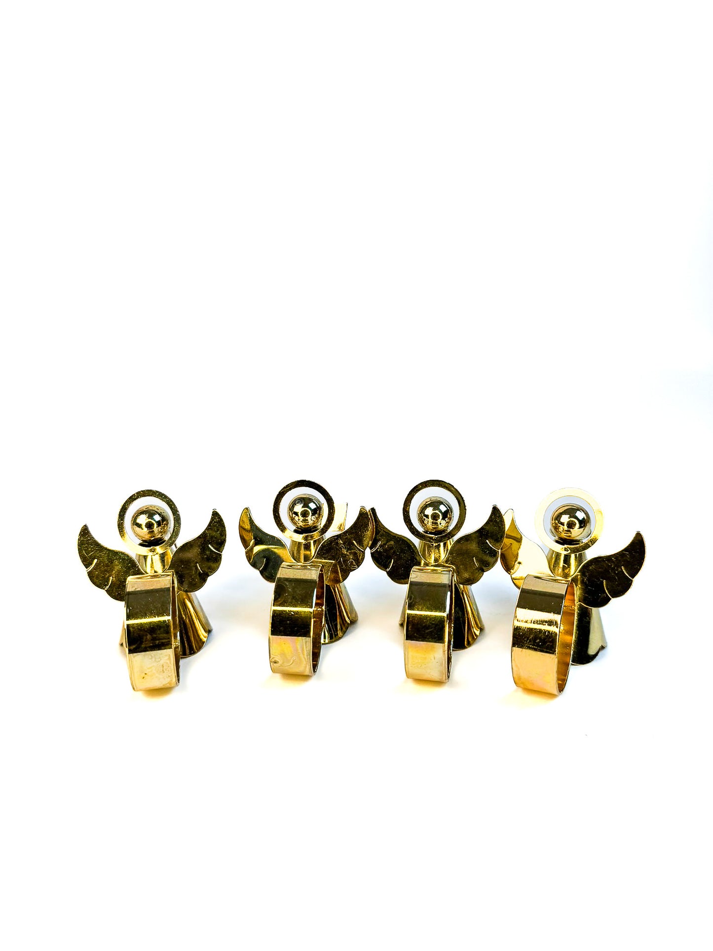 4 Brass Angel Napkin Rings Playing Instruments