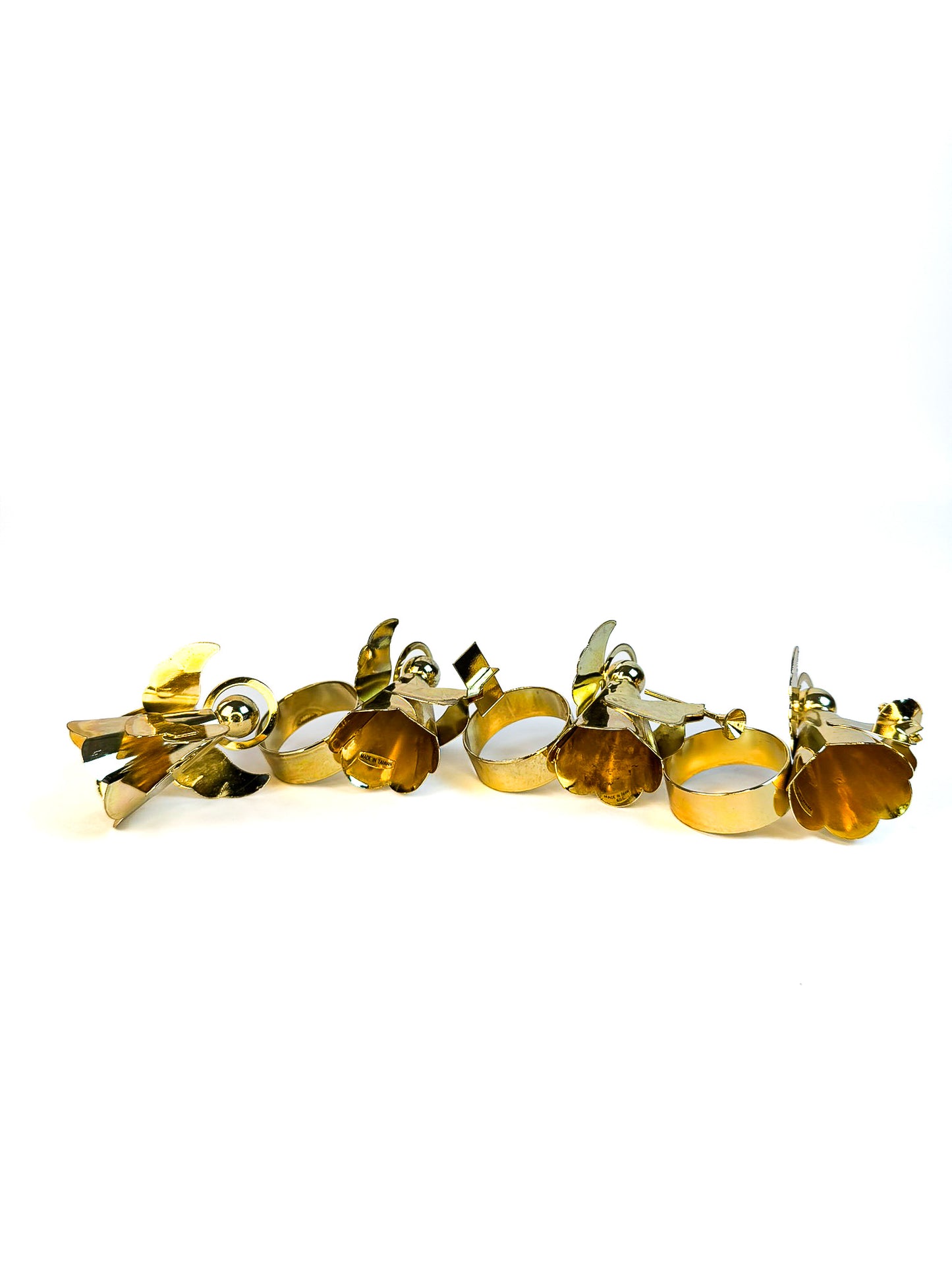 4 Brass Angel Napkin Rings Playing Instruments