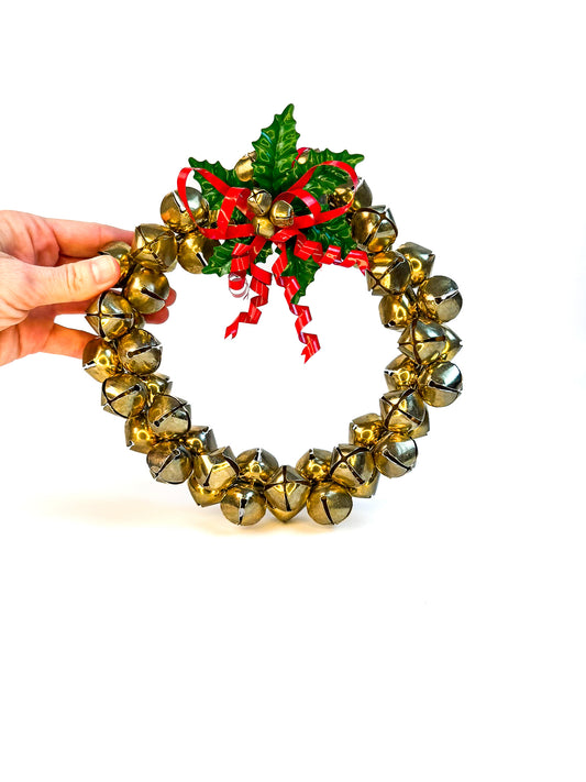 Jingle Bells Wreath with Metal Ribbon