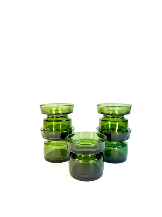4 Dansk Candle Holders Green Glass