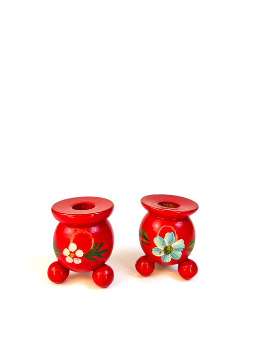 Swedish Hand-painted Candle Holders (2)