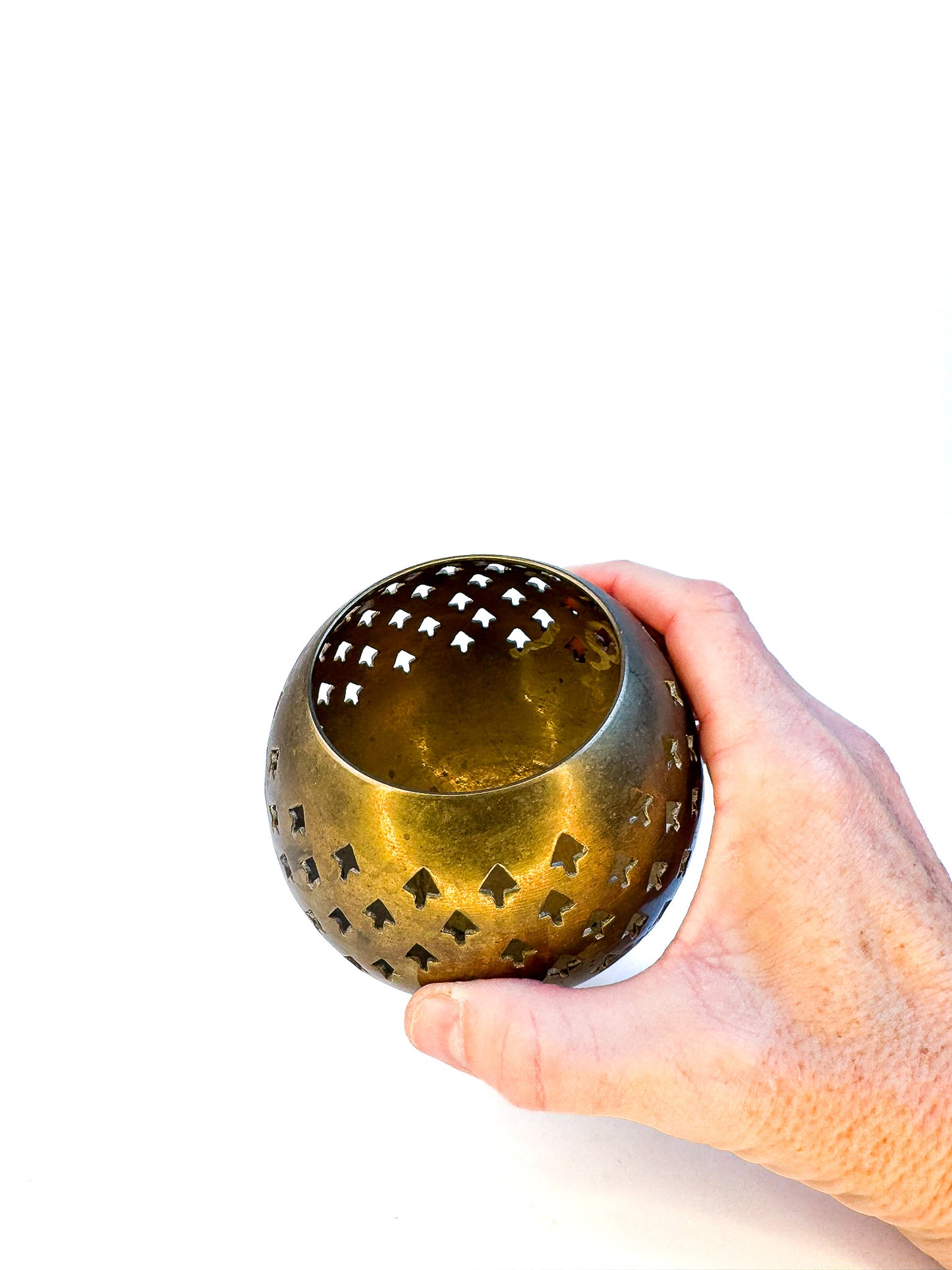 Brass Votive Candle Holder Christmas Tree Cut Outs