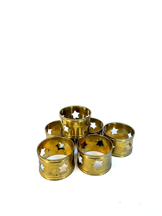 Brass Star Napkin Rings - Set of 6