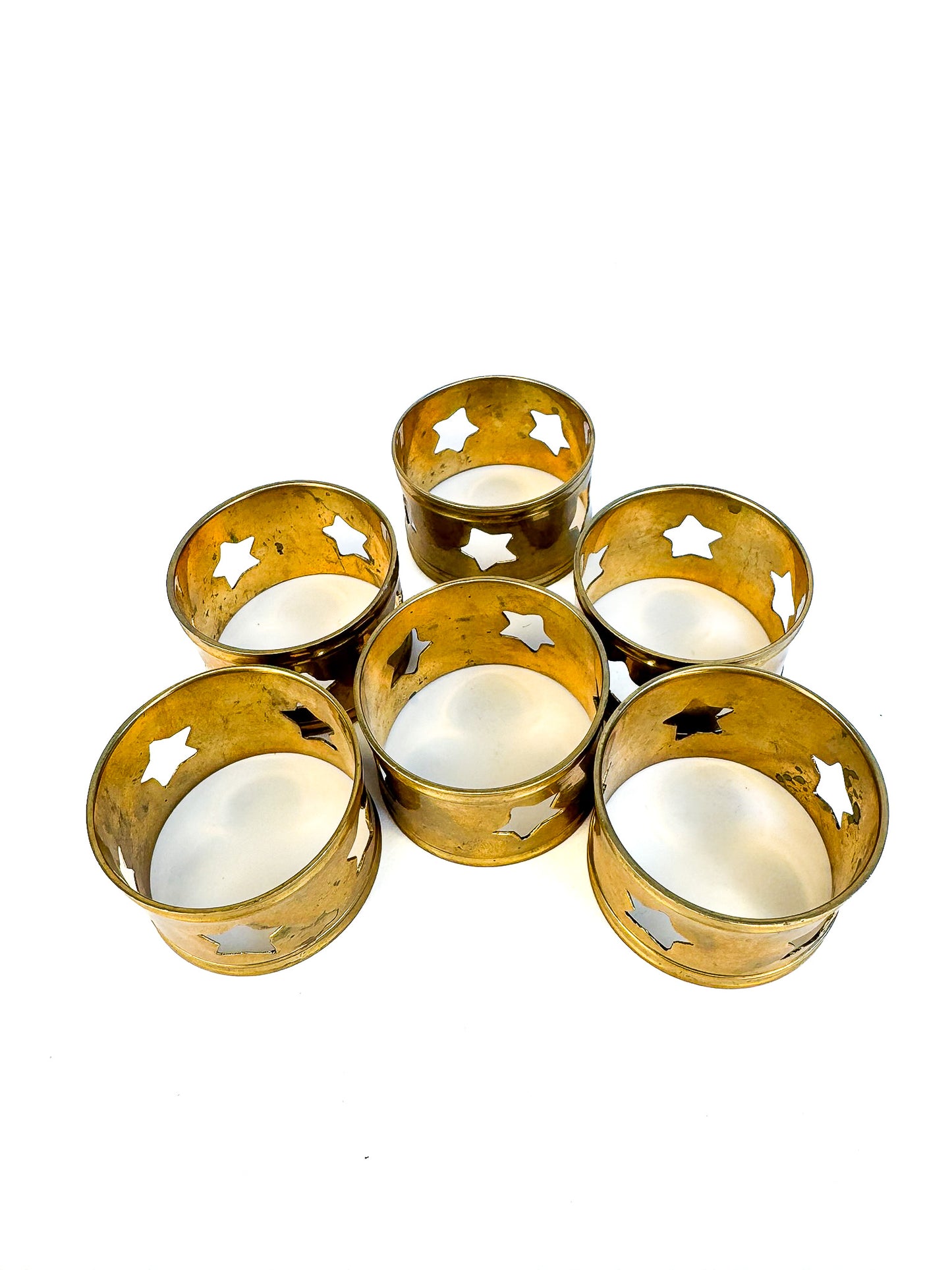 Brass Star Napkin Rings - Set of 6