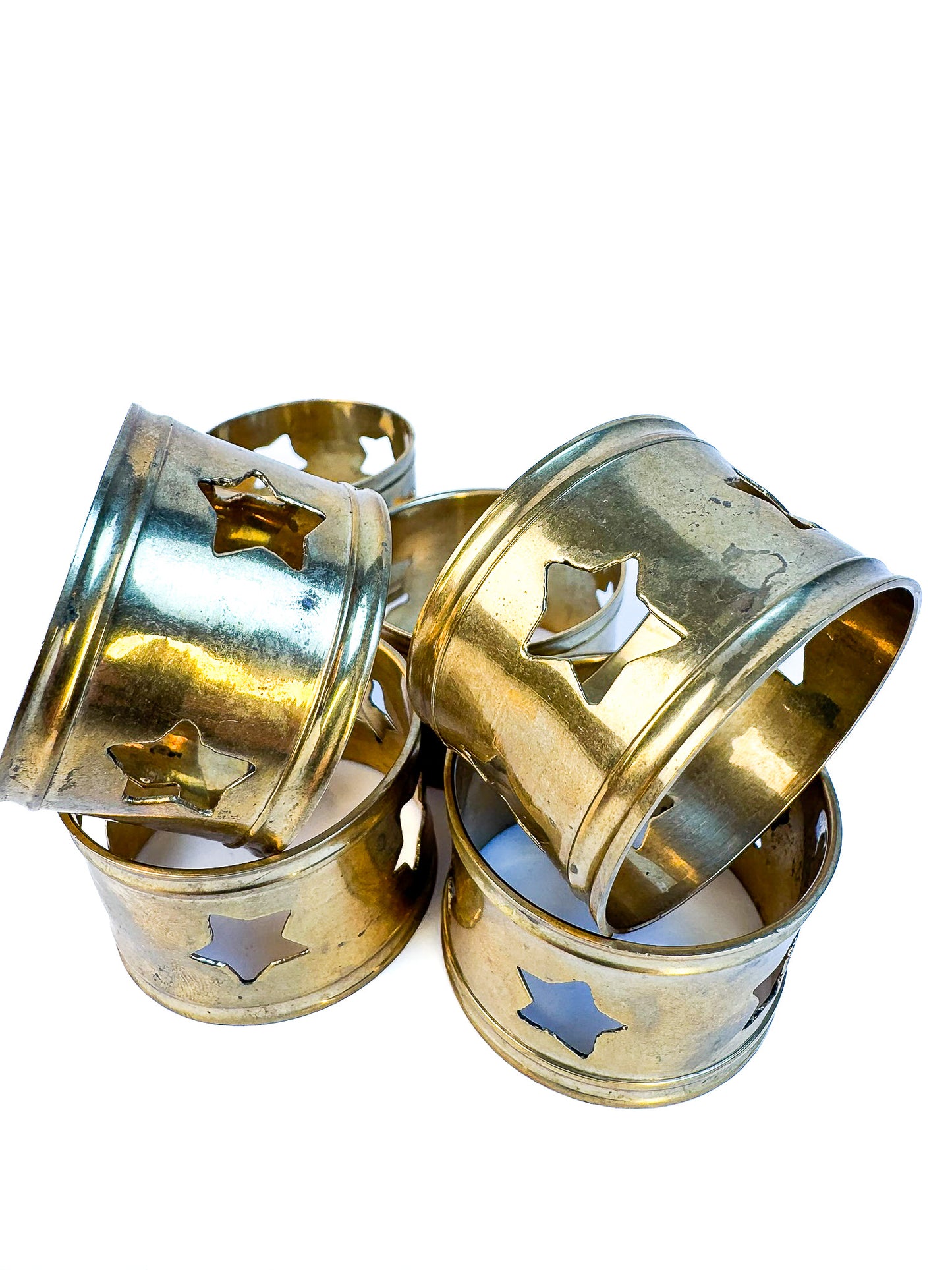 Brass Star Napkin Rings - Set of 6
