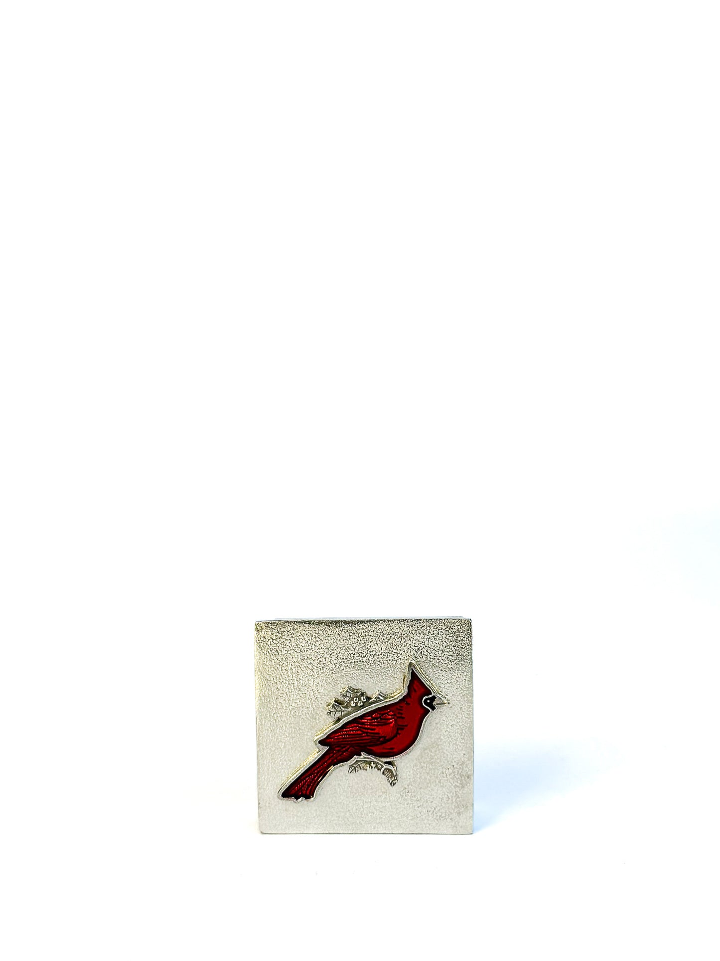 Red Cardinal Bird Pewter Decorative Box