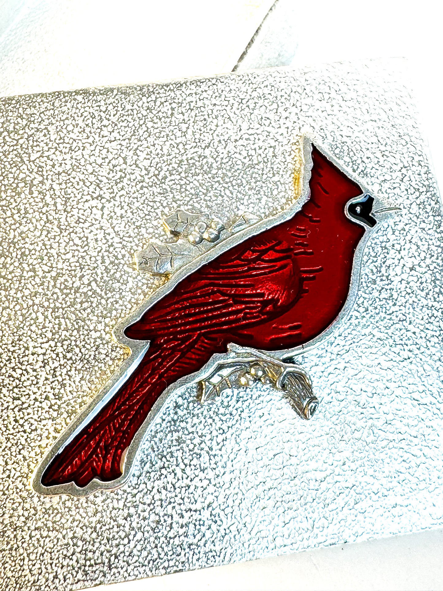 Red Cardinal Bird Pewter Decorative Box