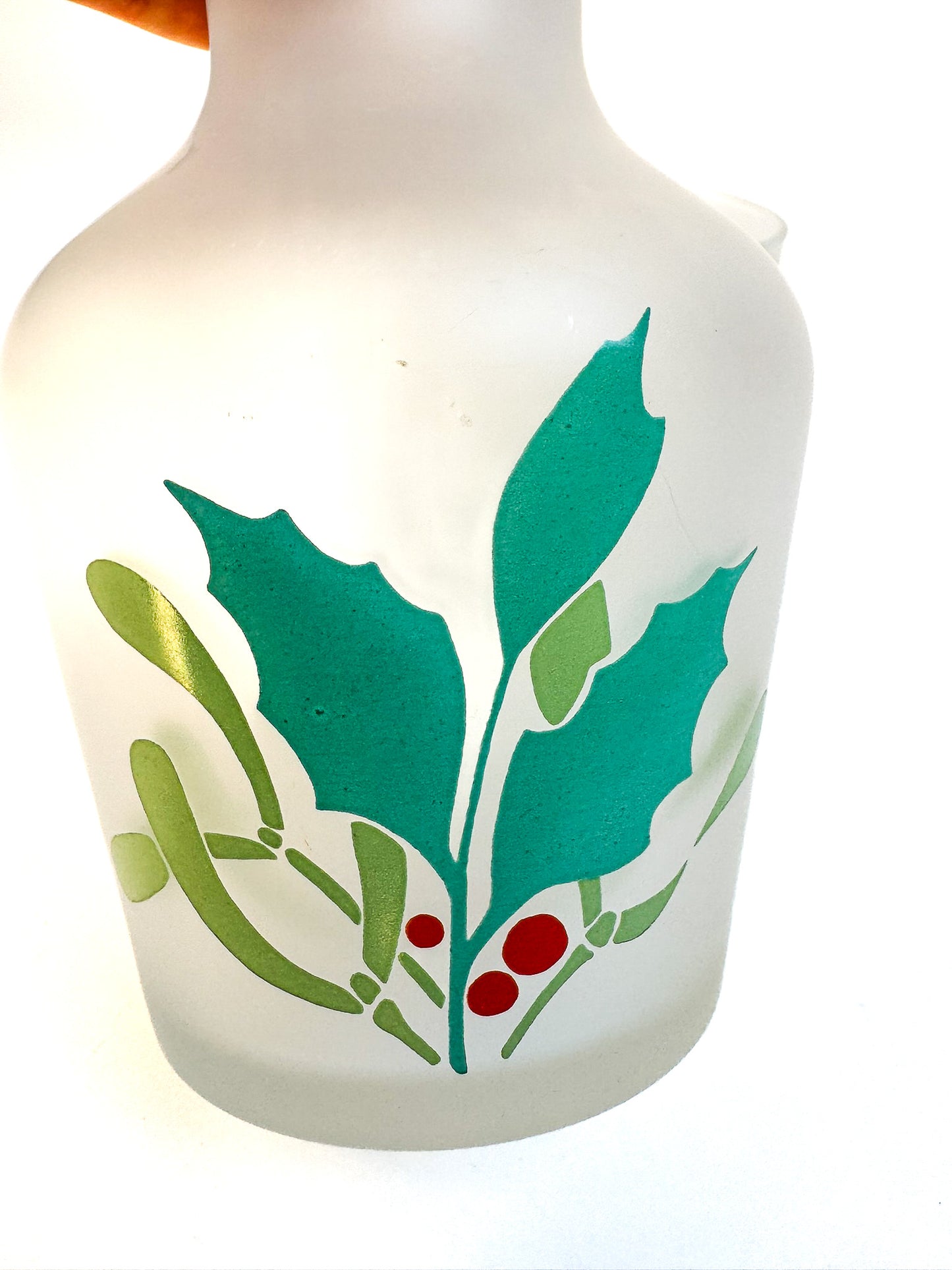 Holly & Berry Satin Glass Tumble Up Pitcher and Cup