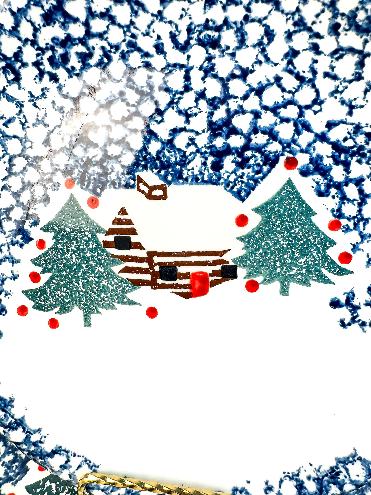 Folk Craft Cabins in the Snow Dinner Plates - Set of 4