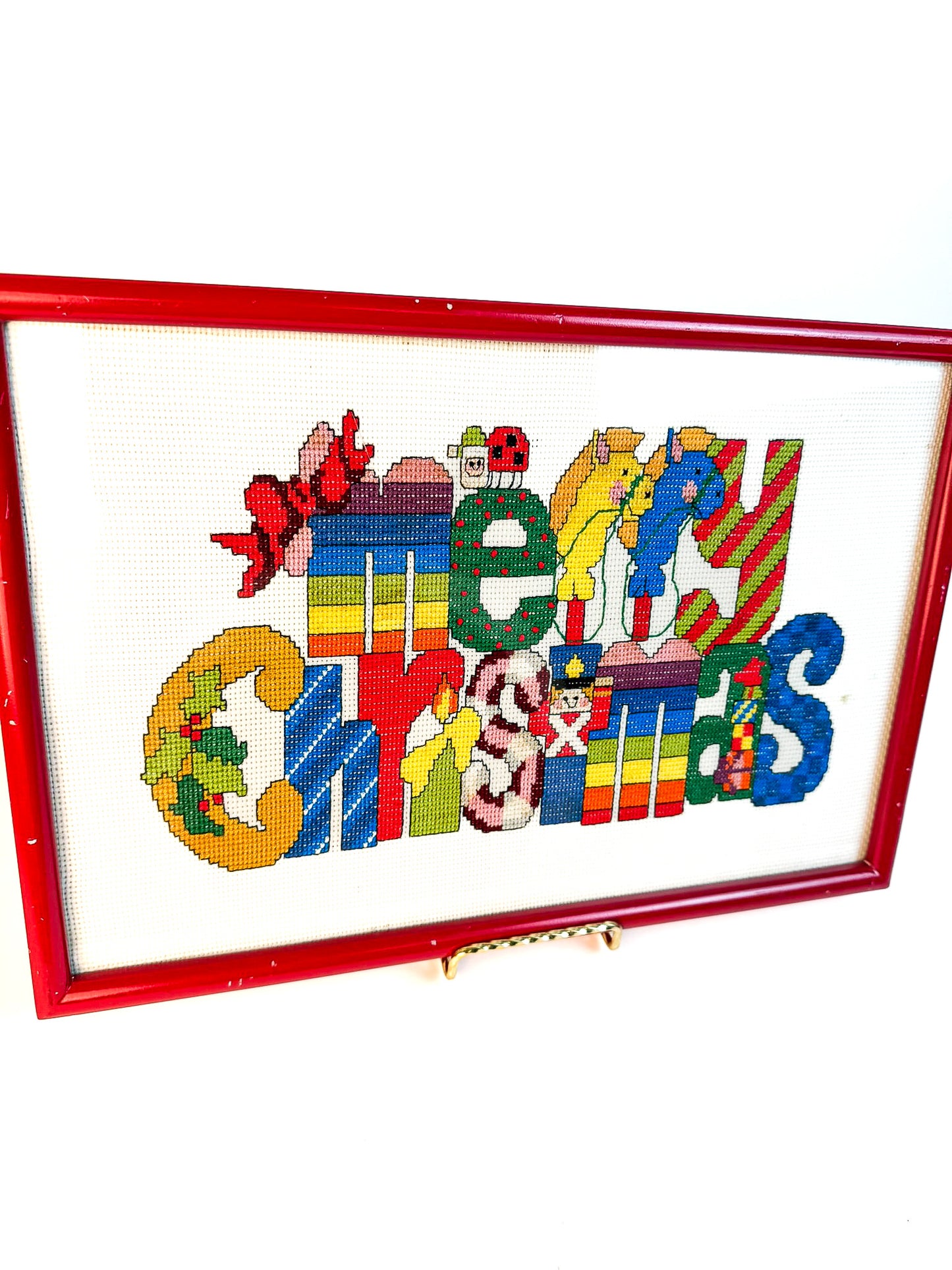 Framed Cross Stich Merry Christmas