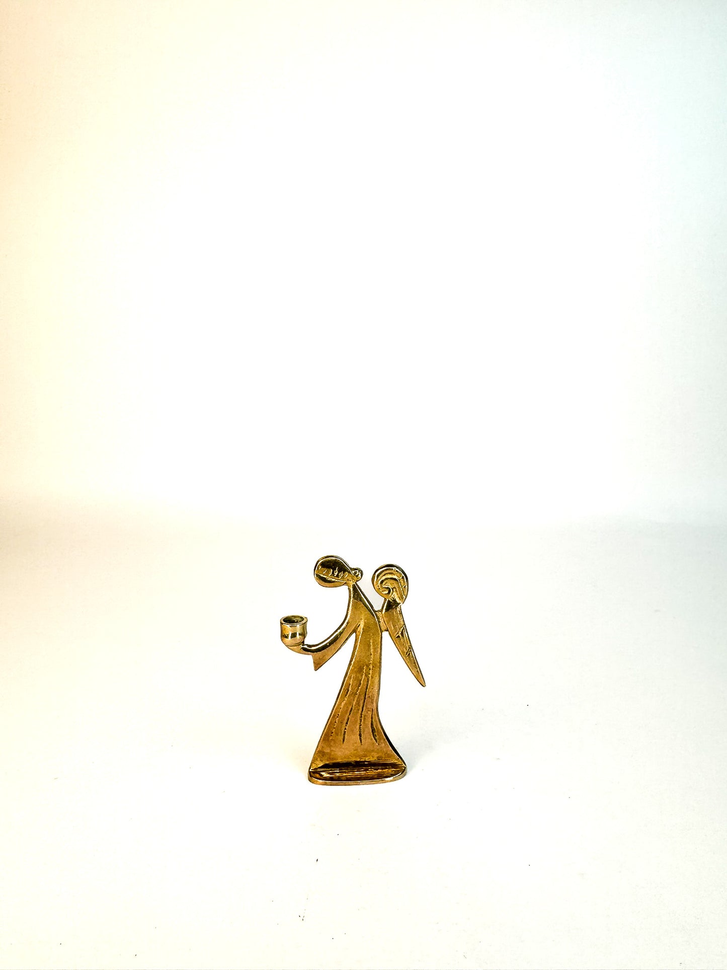 Small Brass Angel Candle Holder