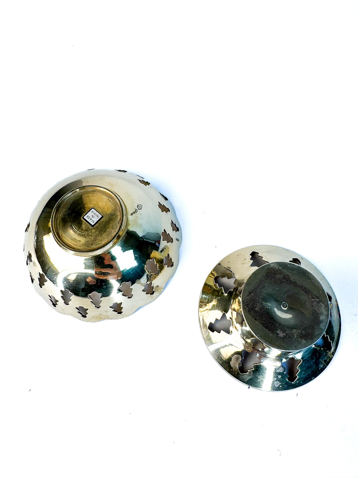 Brass Tree Cut Outs Votive Candle Holders - set of 2