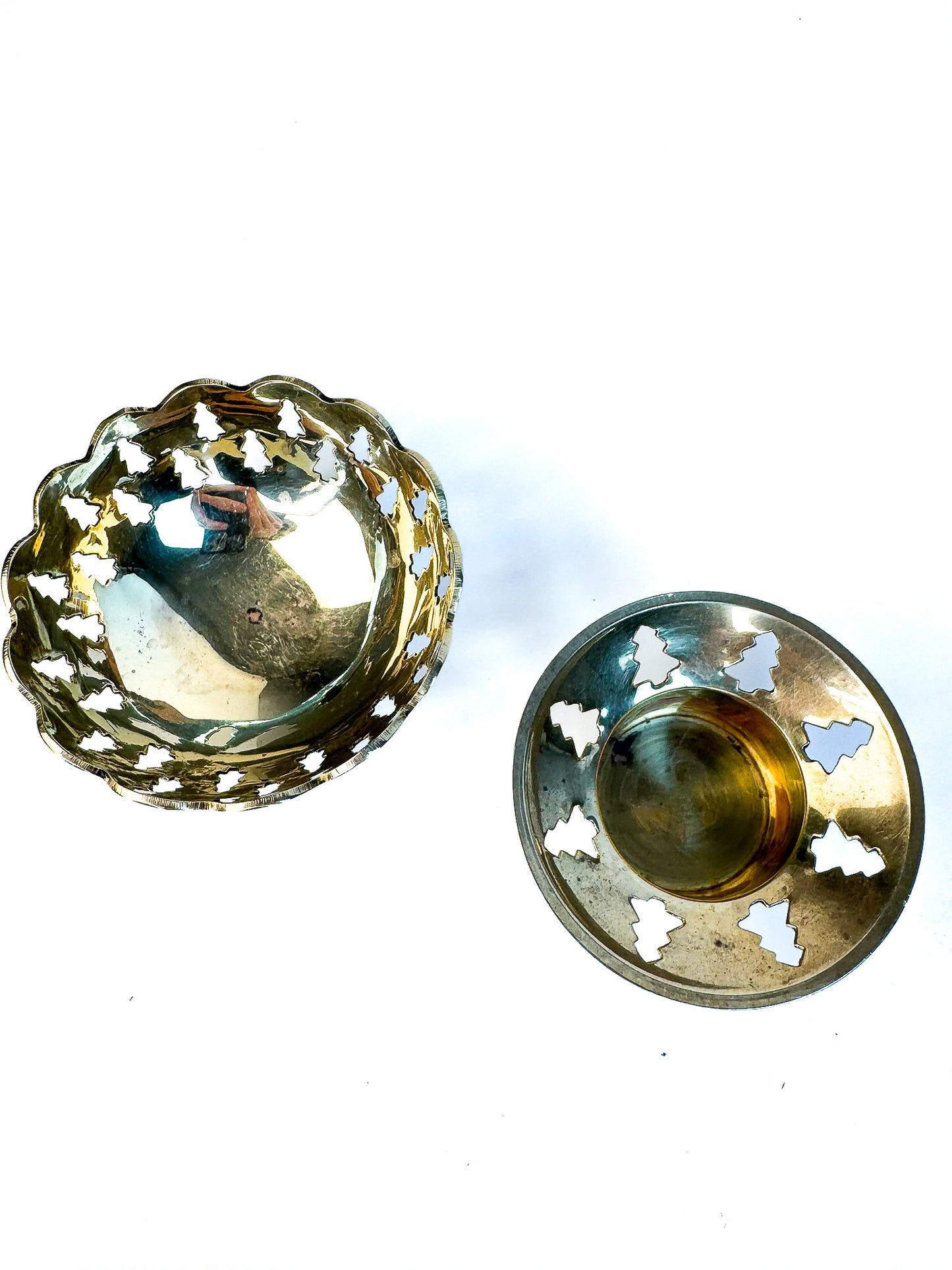 Brass Tree Cut Outs Votive Candle Holders - set of 2