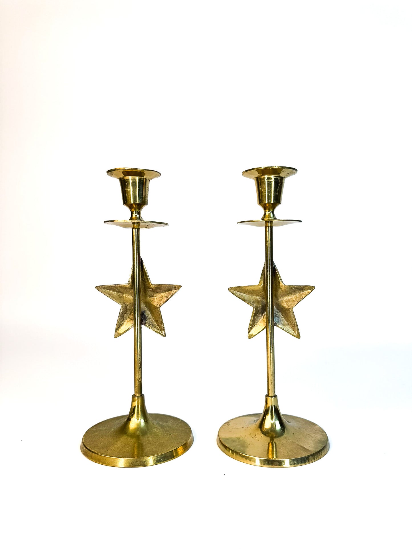 Brass Star Candle Holders - Set of 2