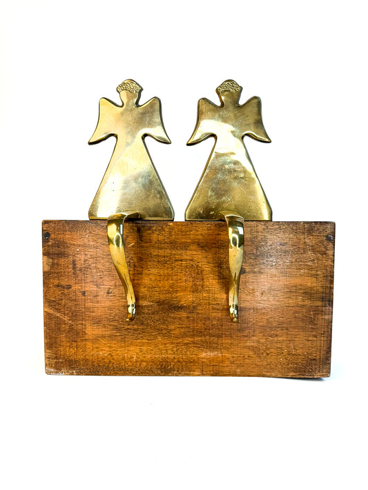 Brass Angel Stocking Hooks - Set of 2