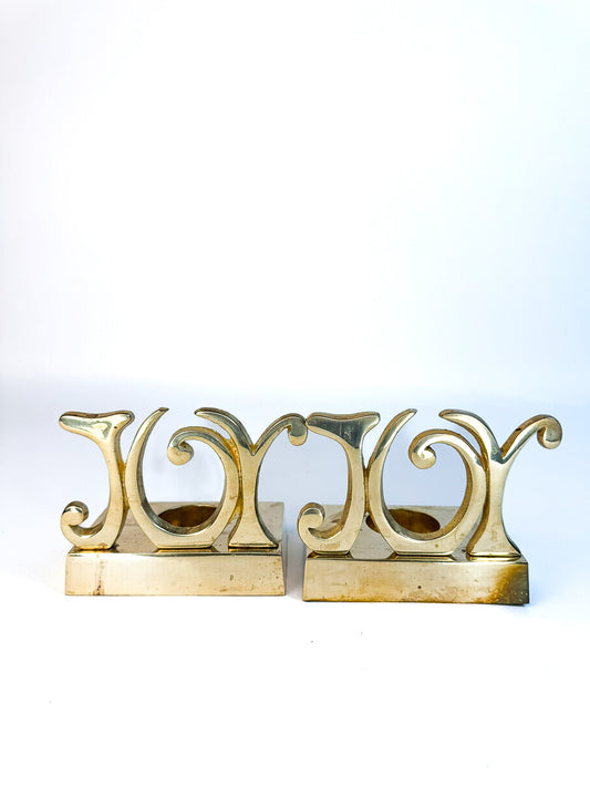 Brass Joy Votive Candle Holders - Set of 2